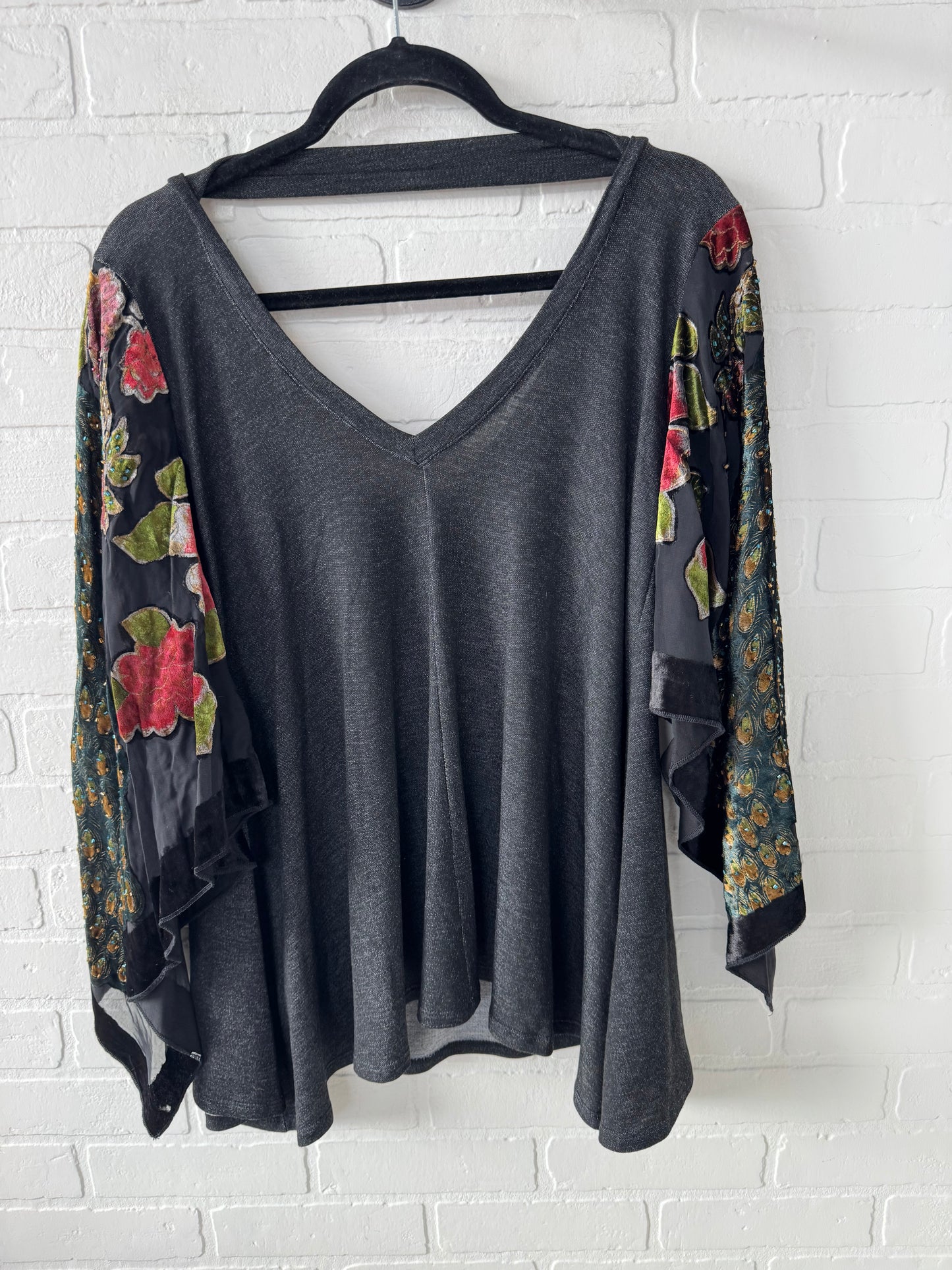 Tunic Long Sleeve By BOHO JANE In Black & Green, Size: S