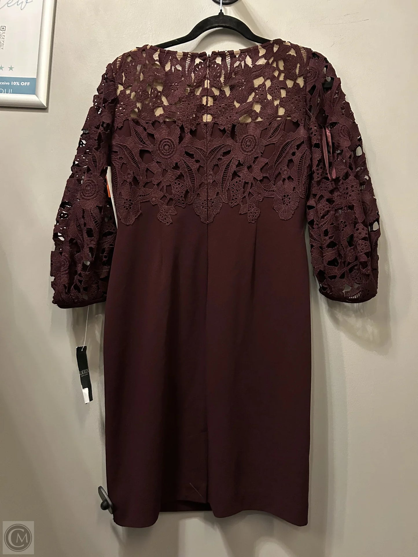 Dress Party Midi By Lauren By Ralph Lauren In Maroon, Size: Sp