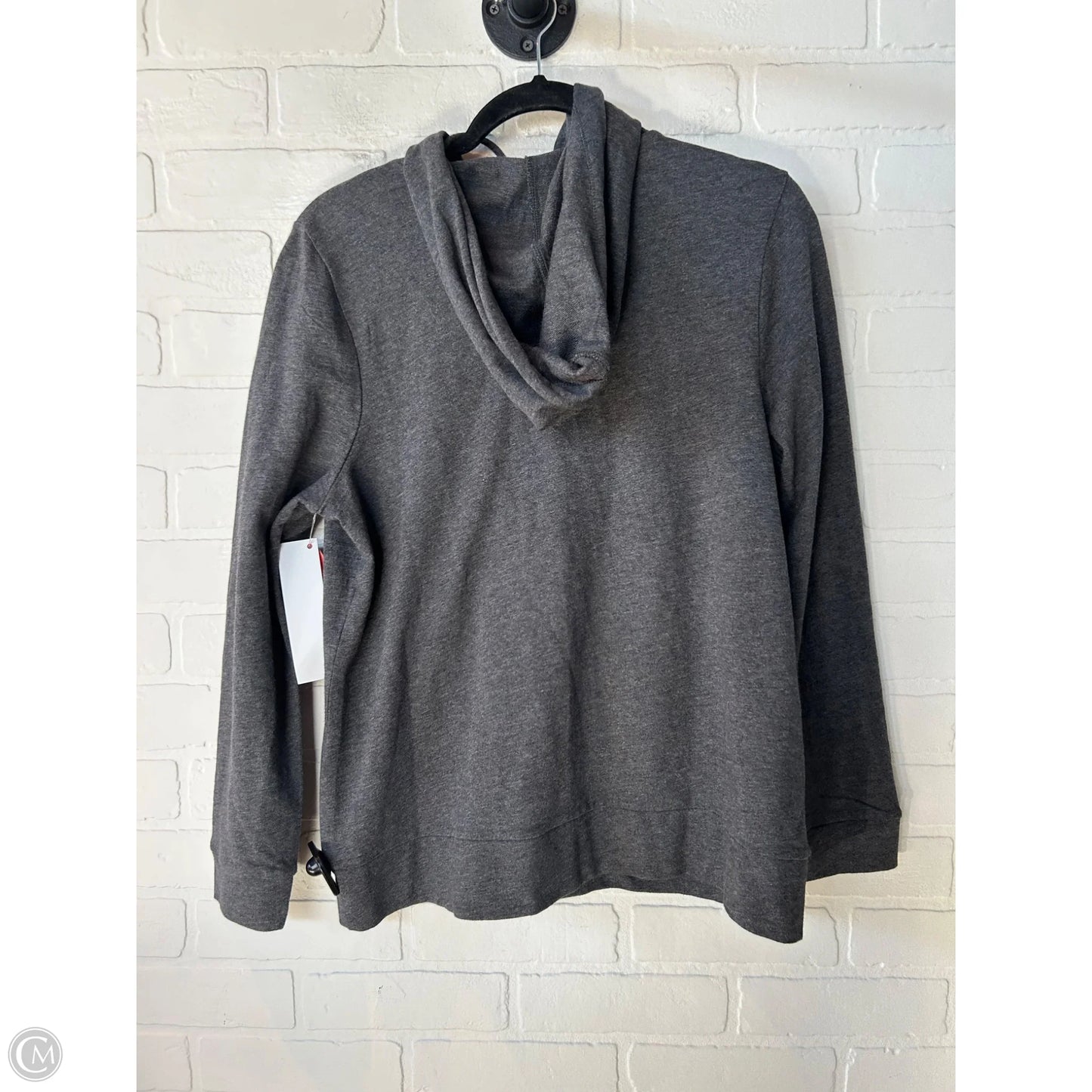 Sweatshirt Hoodie By Chicos In Grey & White, Size: M