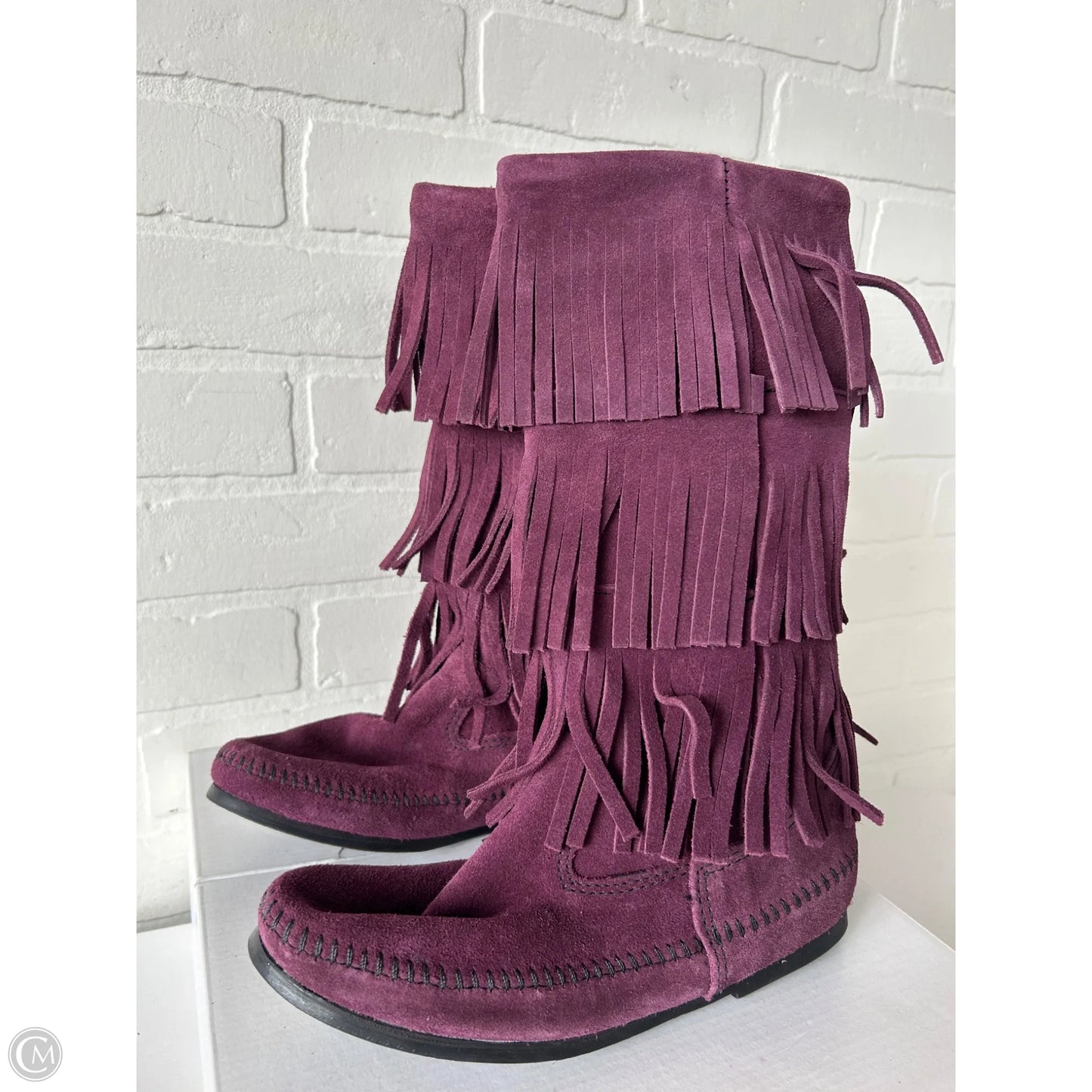 Boots Mid-calf Heels By Minnetonka In Purple, Size: 7