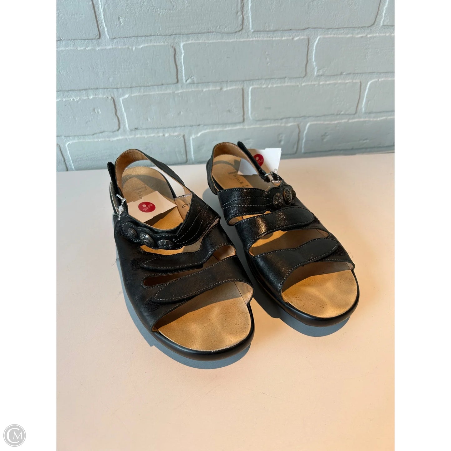 Sandals Heels Kitten By Think In Black, Size: 10.5