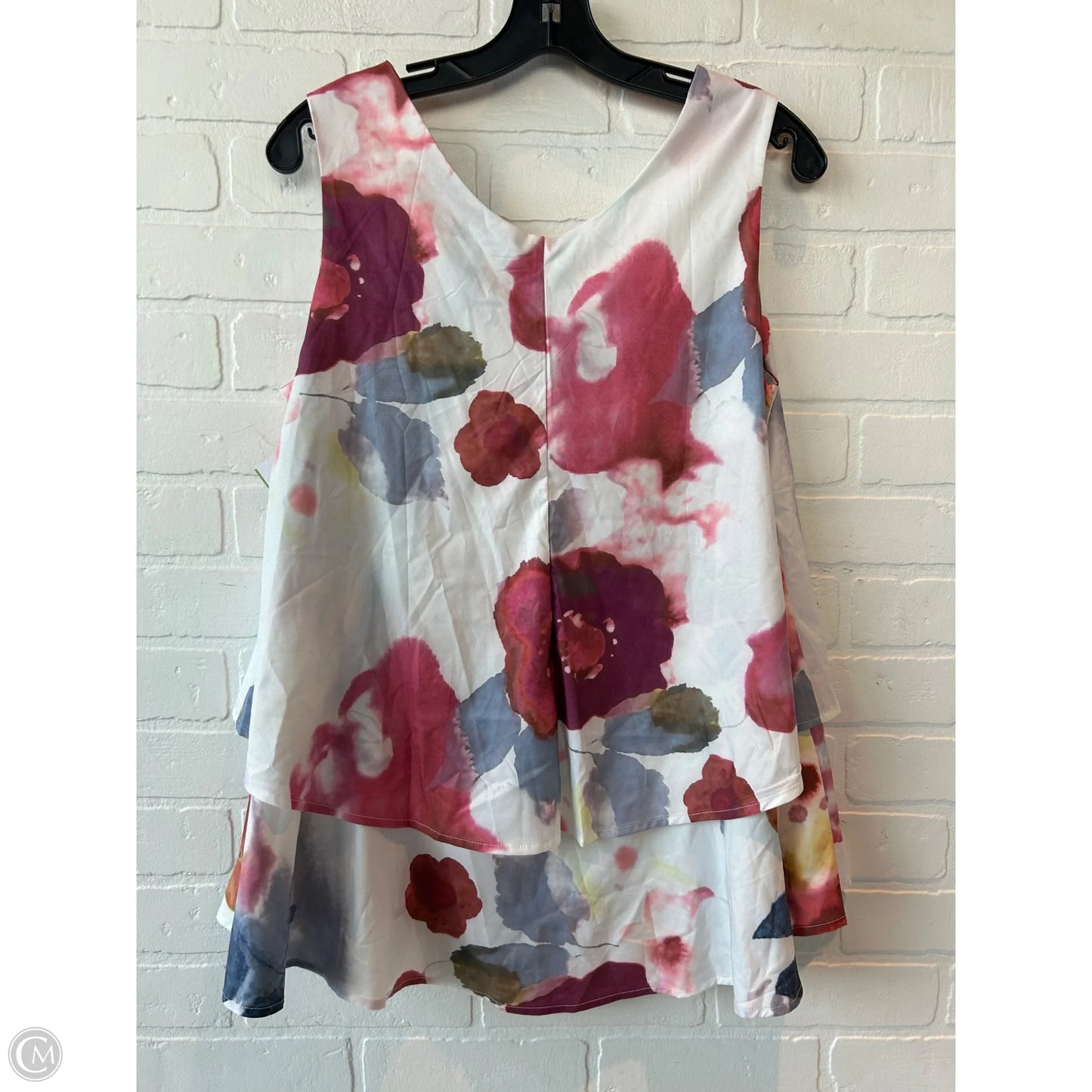 Top Sleeveless By Cme In Pink & White, Size: M