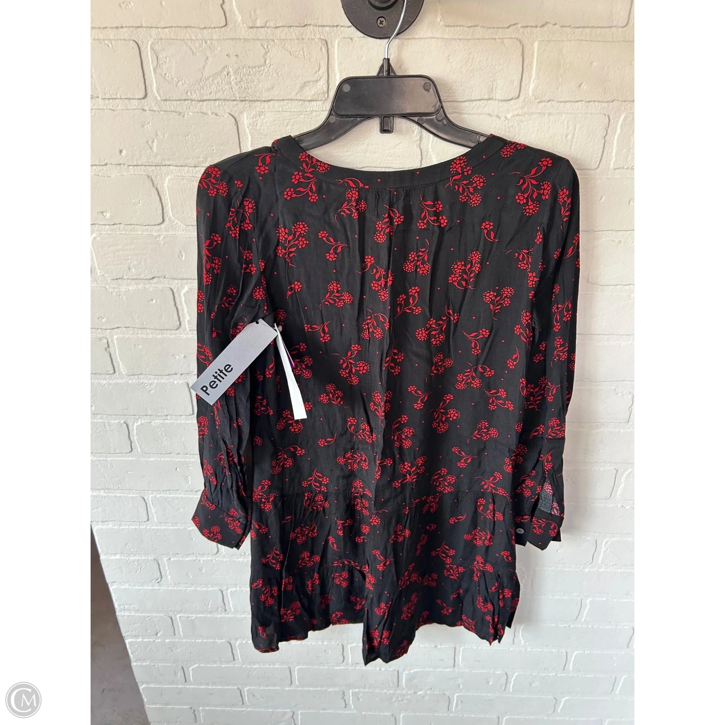 Tunic Long Sleeve By Loft In Black & Red, Size: Xxsp