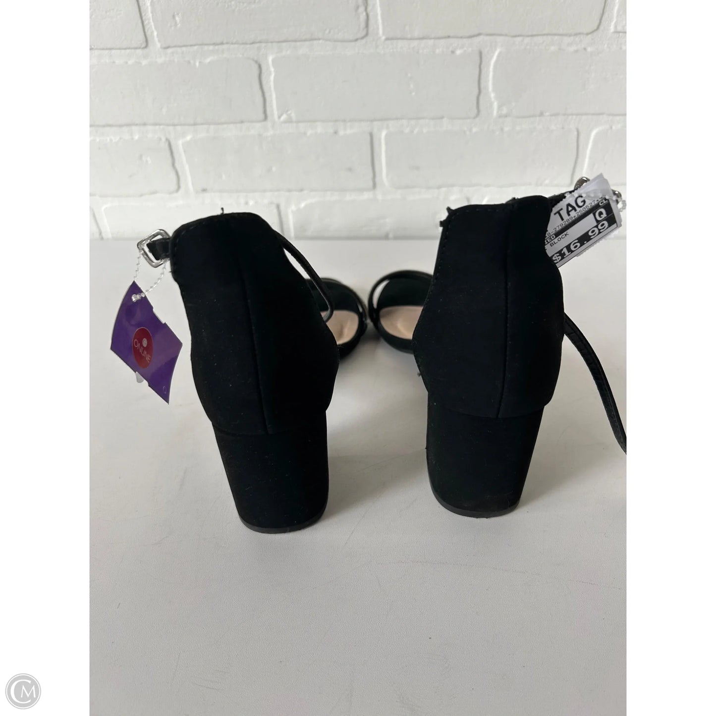 Sandals Heels Block By City Classified In Black & Silver, Size: 10