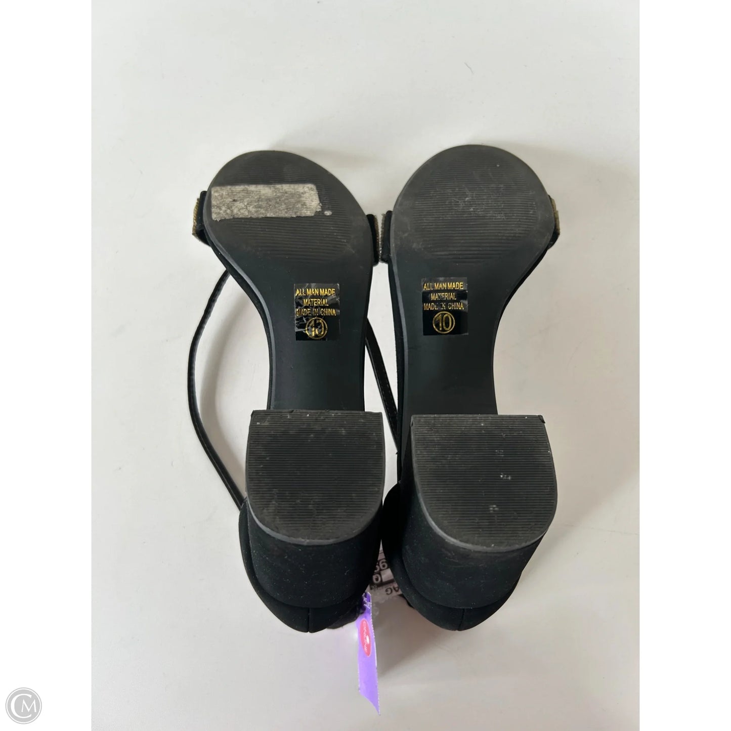 Sandals Heels Block By City Classified In Black & Silver, Size: 10