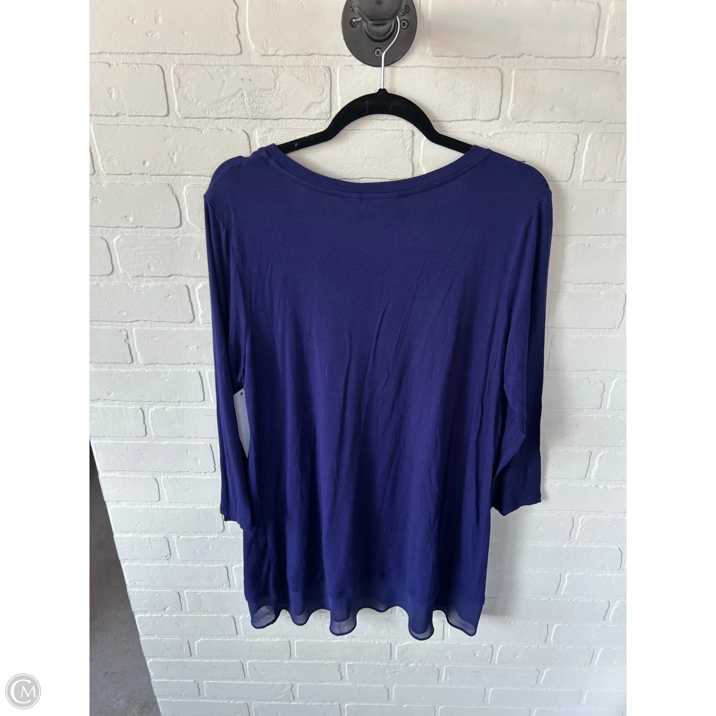 Top Long Sleeve By Logo In Blue, Size: L