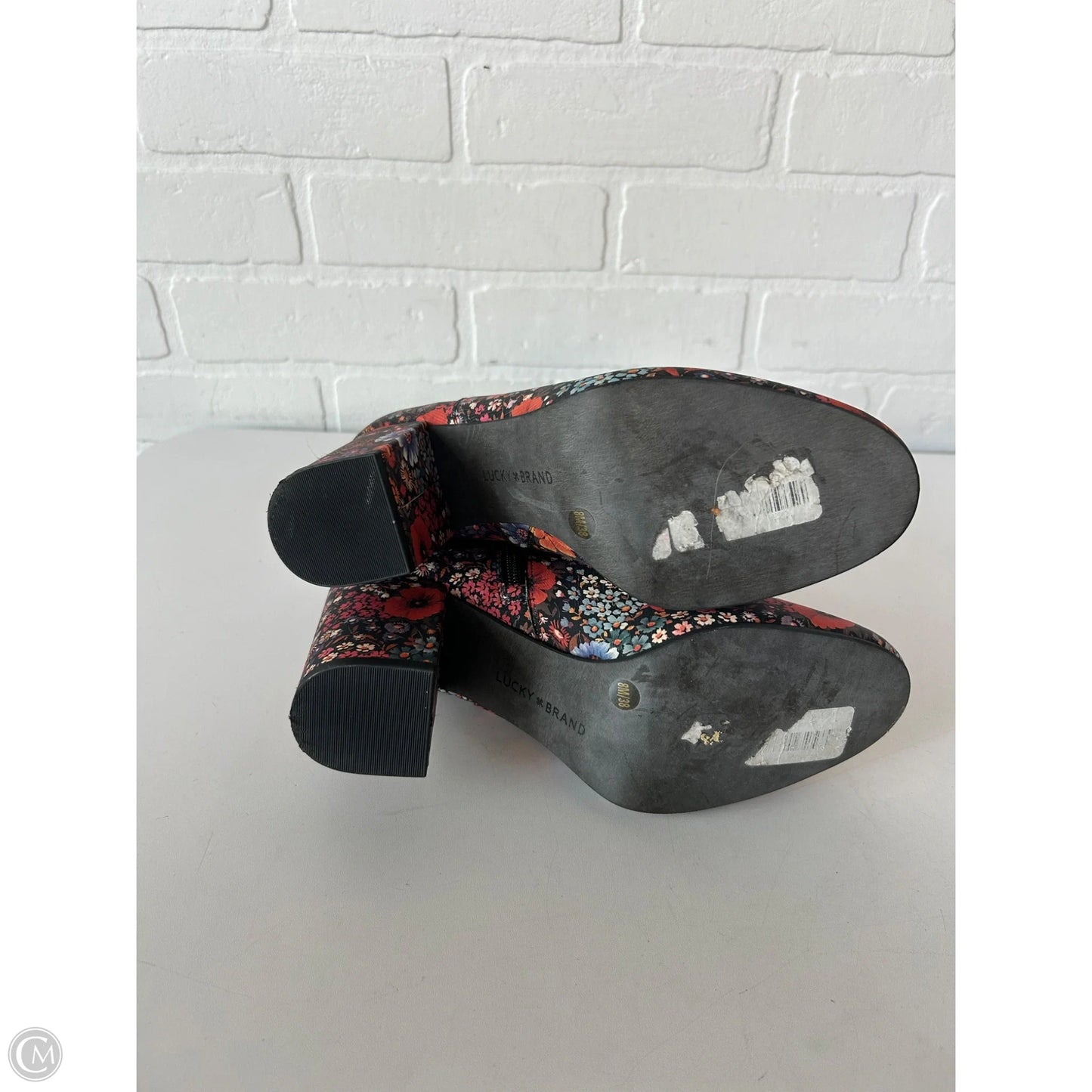 Boots Ankle Heels By Lucky Brand In Black & Red, Size: 8
