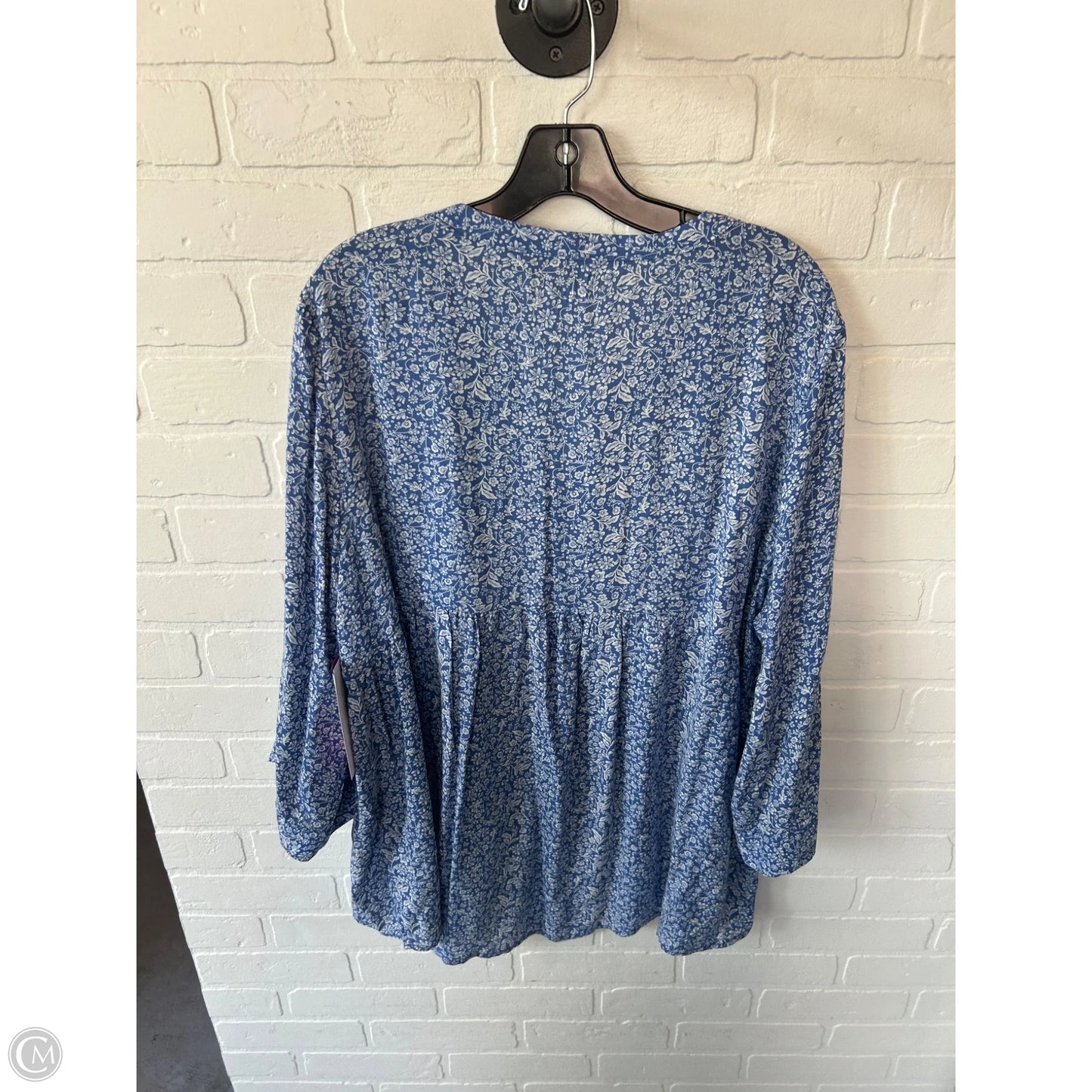 Top Long Sleeve By Cynthia Rowley In Blue & White, Size: 1x