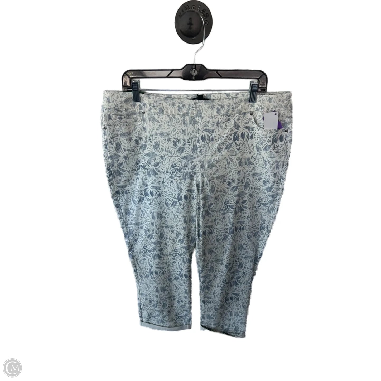 Capris By Mario Serrani In Blue & White, Size: 16