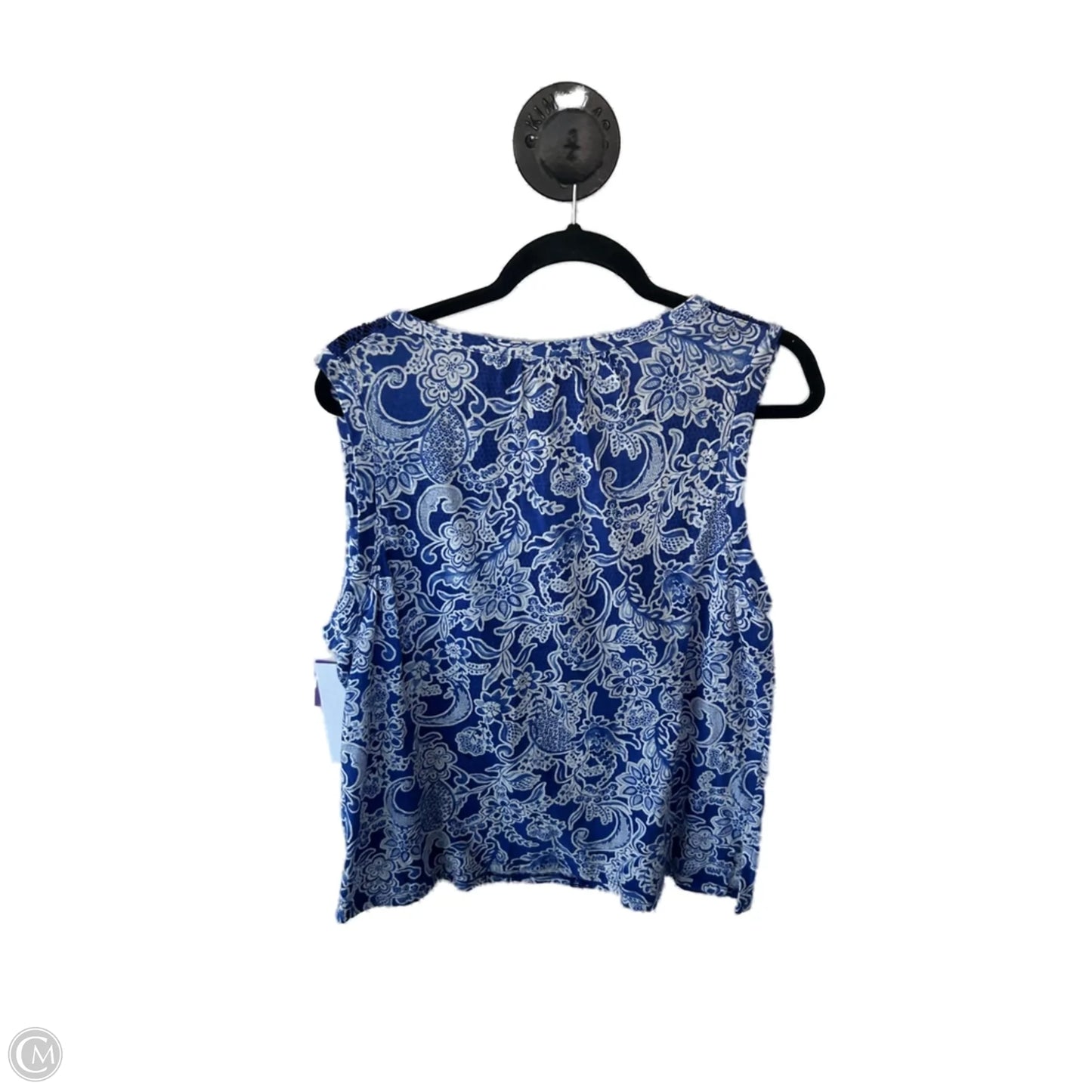 Top Sleeveless By Rafaella In Blue & White, Size: Xxl