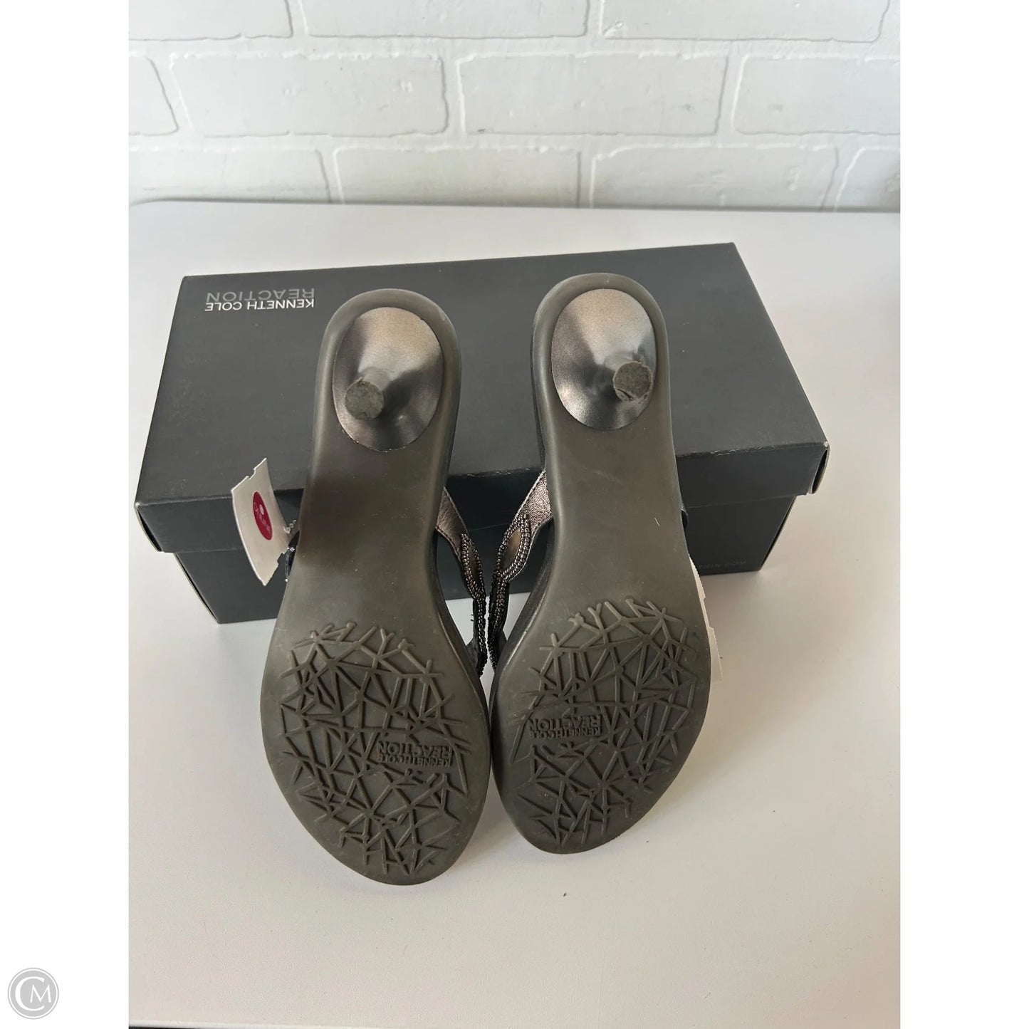 Sandals Heels Kitten By Kenneth Cole Reaction In Silver, Size: 6.5