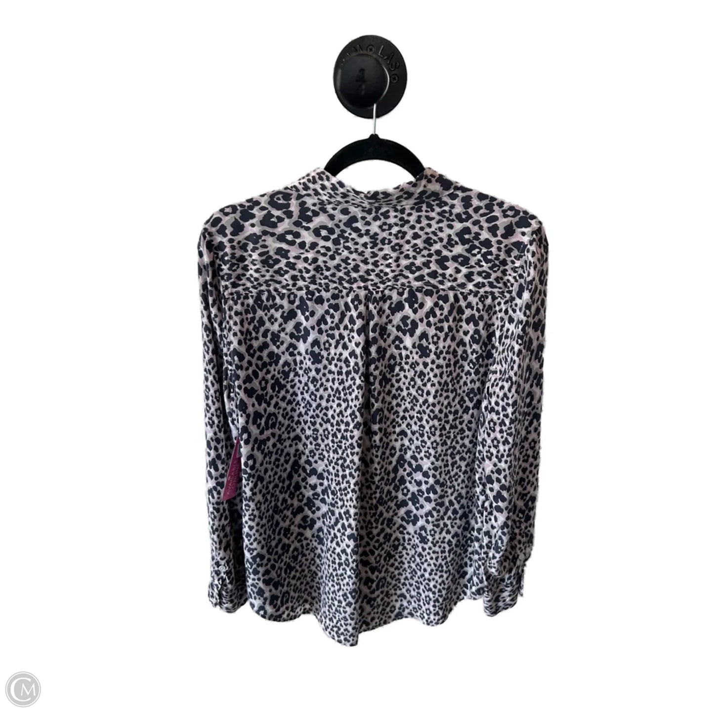 Top Long Sleeve By Equipment In Grey & Pink, Size: L