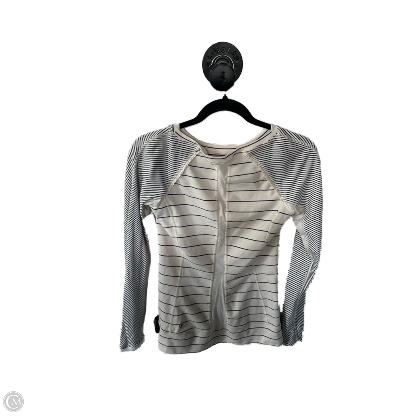 Athletic Top Long Sleeve Crewneck By Lululemon In Blue & Cream, Size: S