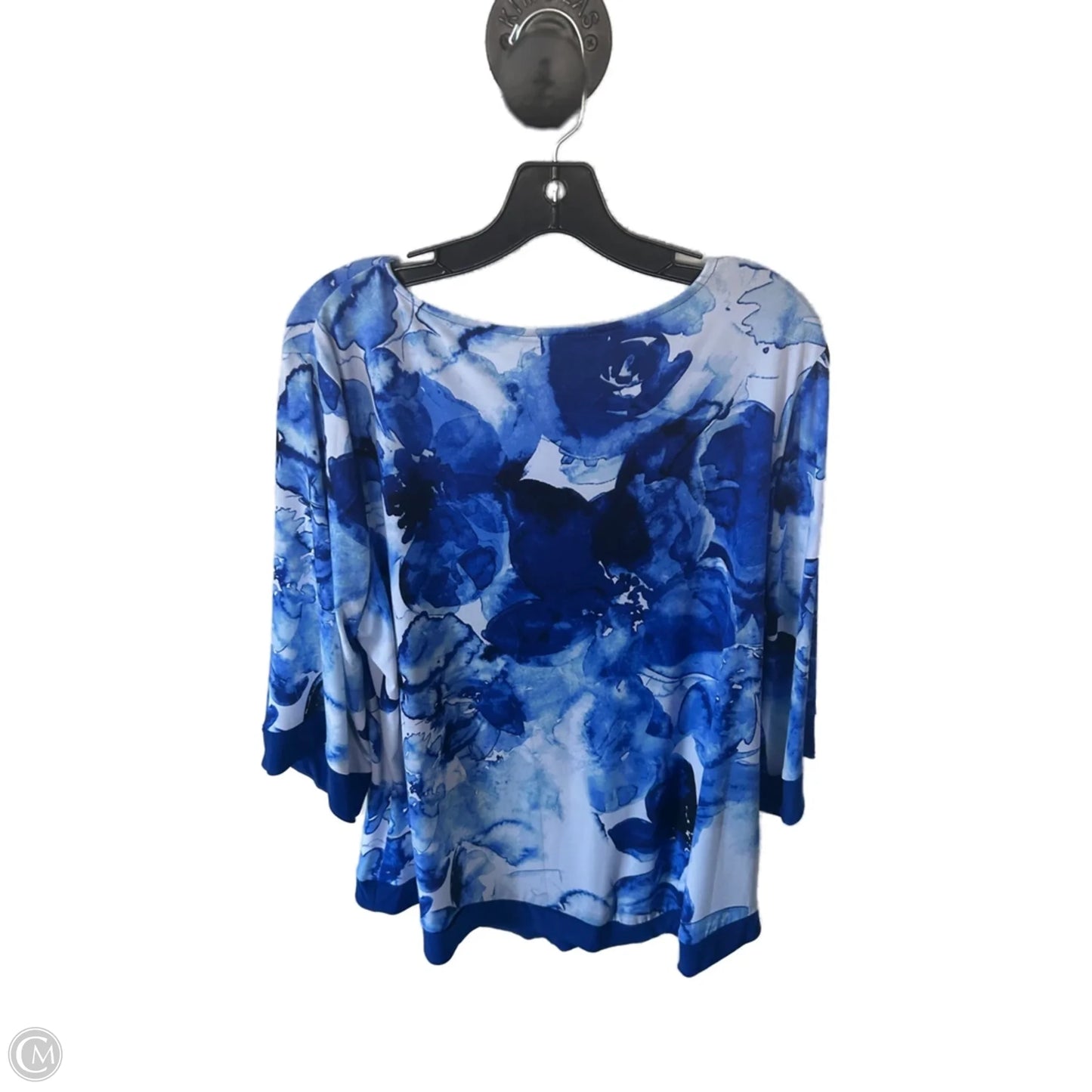 Tunic 3/4 Sleeve By Investments In Blue & White, Size: L