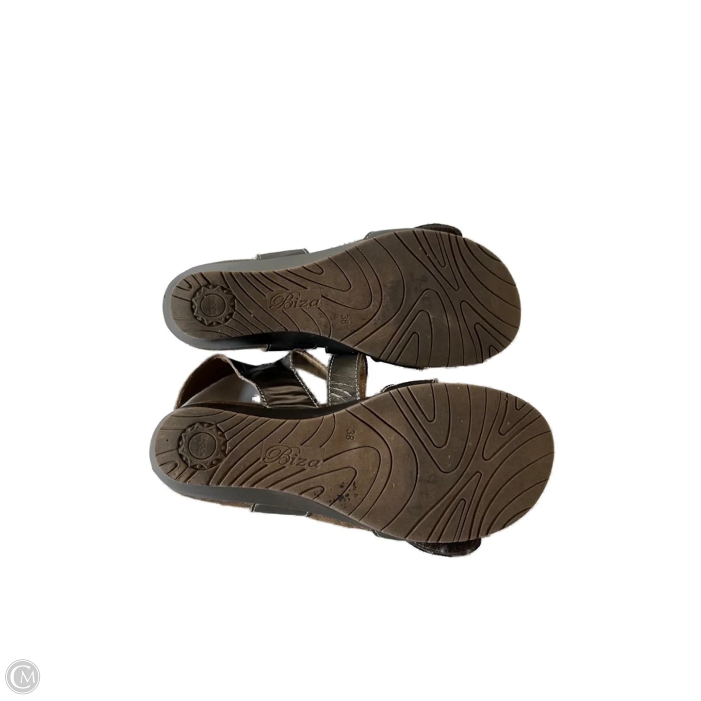 Sandals Heels Wedge By Clothes Mentor In Bronze, Size: 7.5