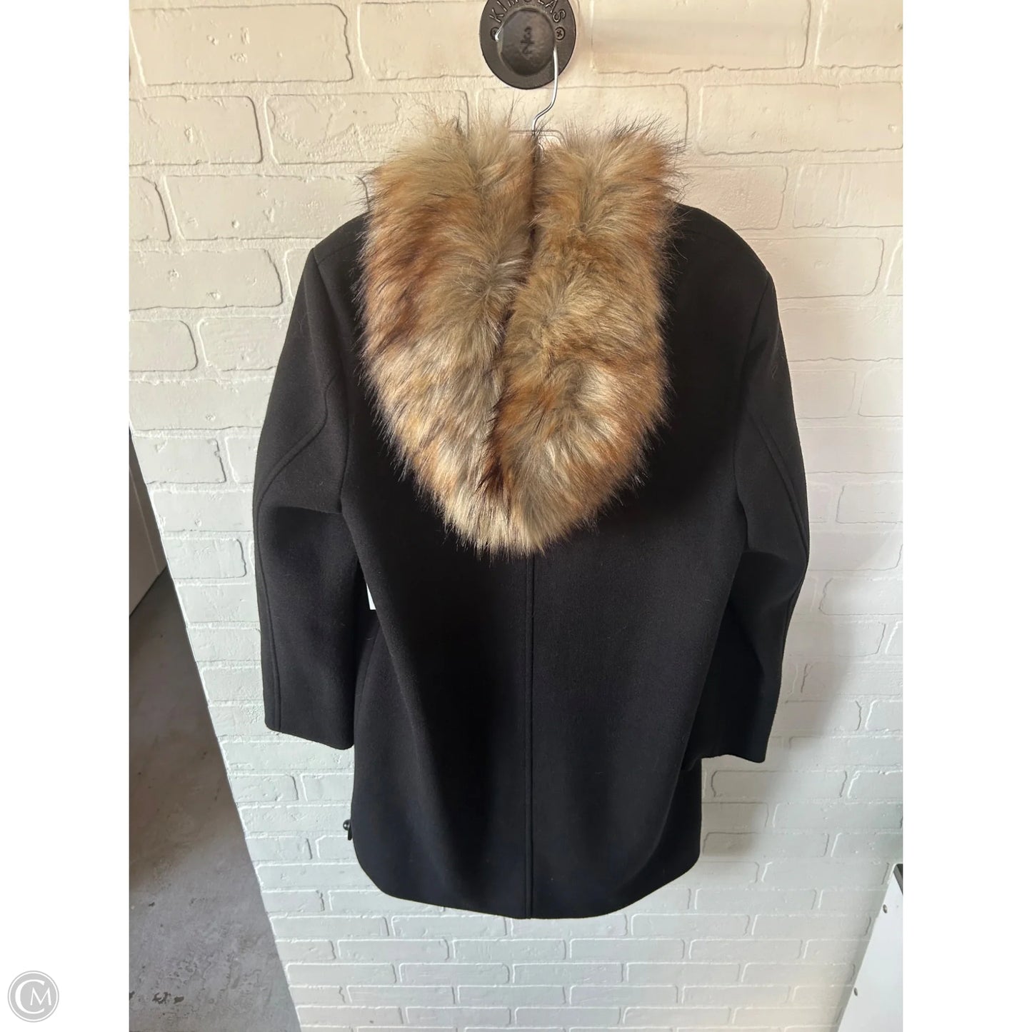 Coat Peacoat By Nine West In Black & Tan, Size: L