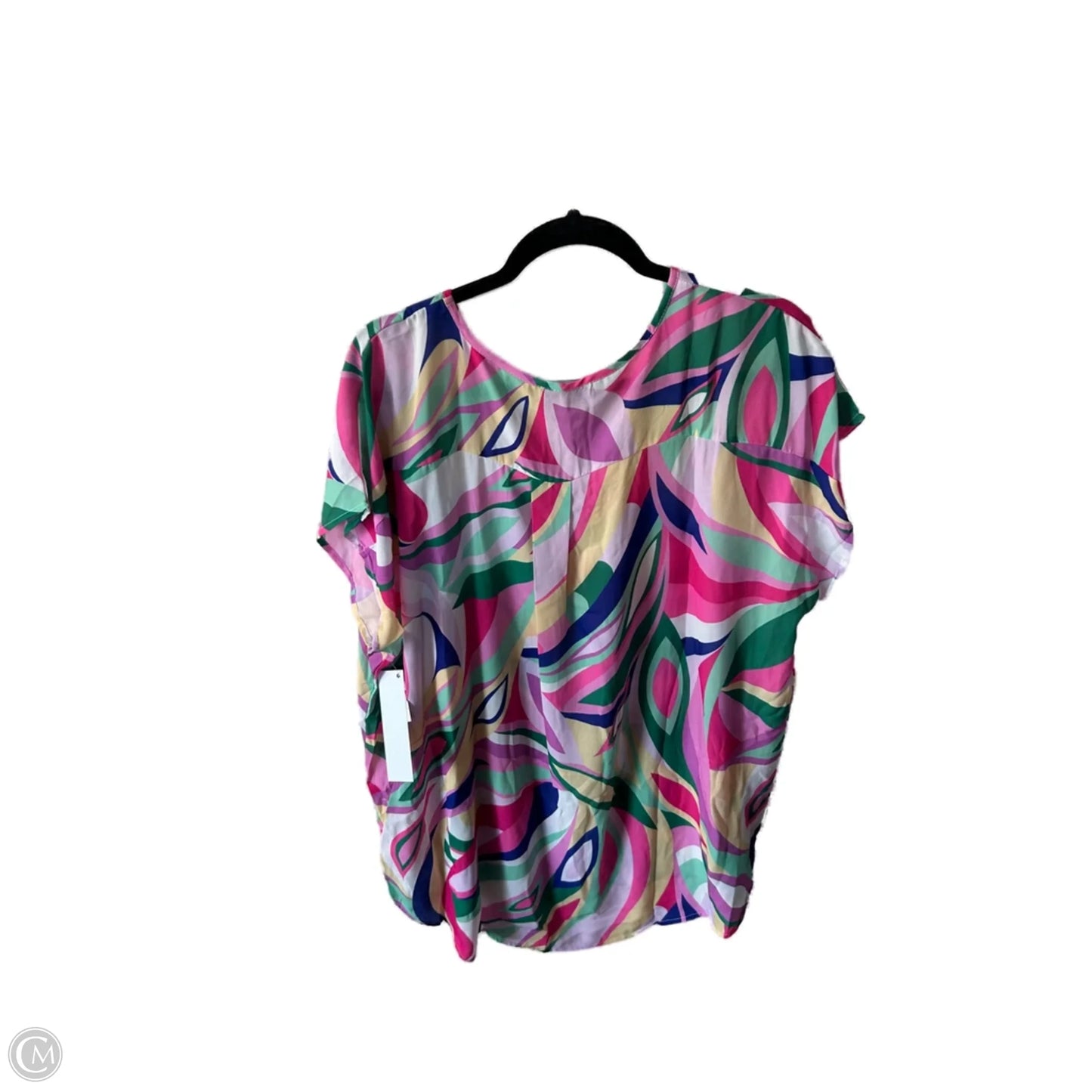 Top Short Sleeve By Clothes Mentor In Pink & White, Size: 3x