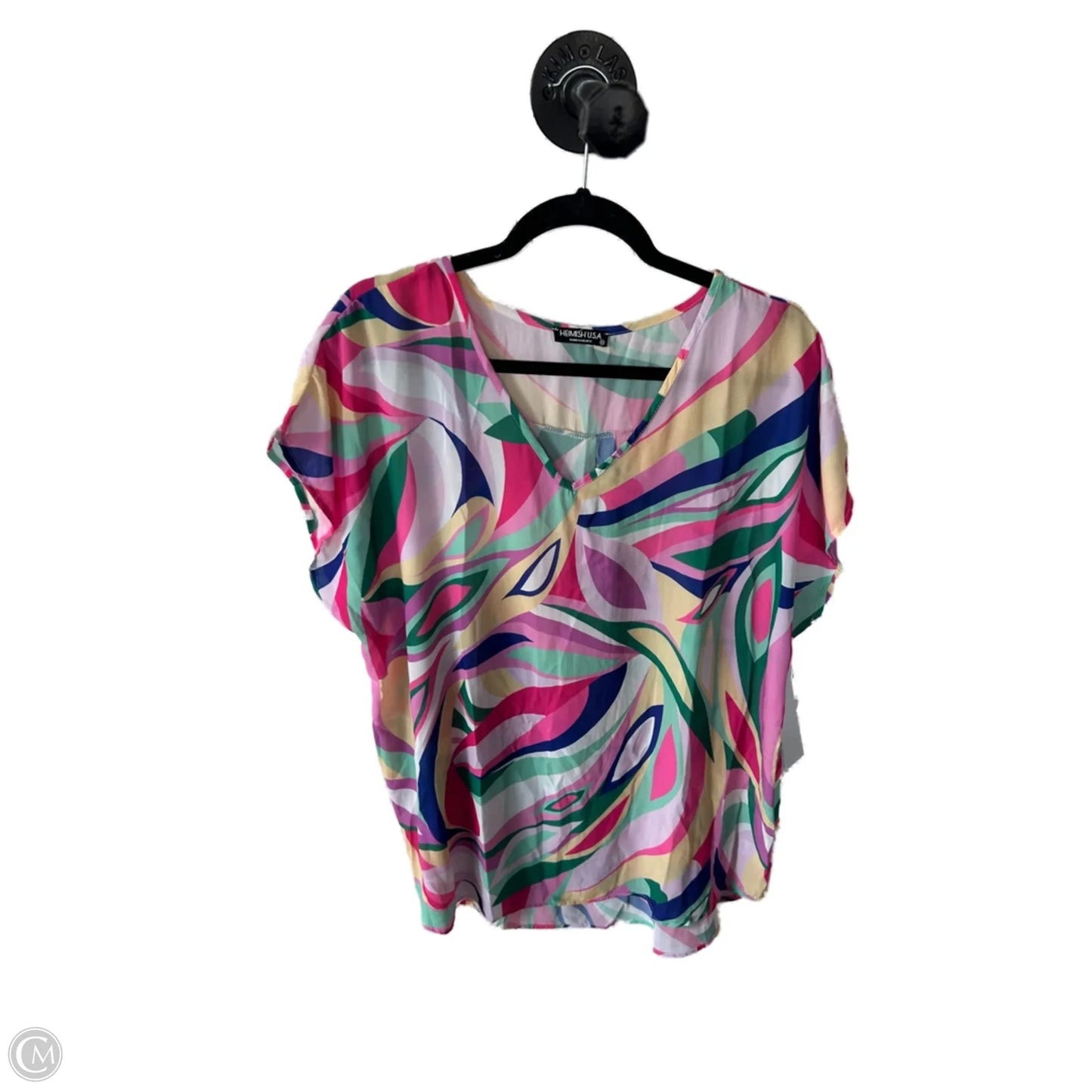Top Short Sleeve By Heimish Usa In Pink & White, Size: 3x