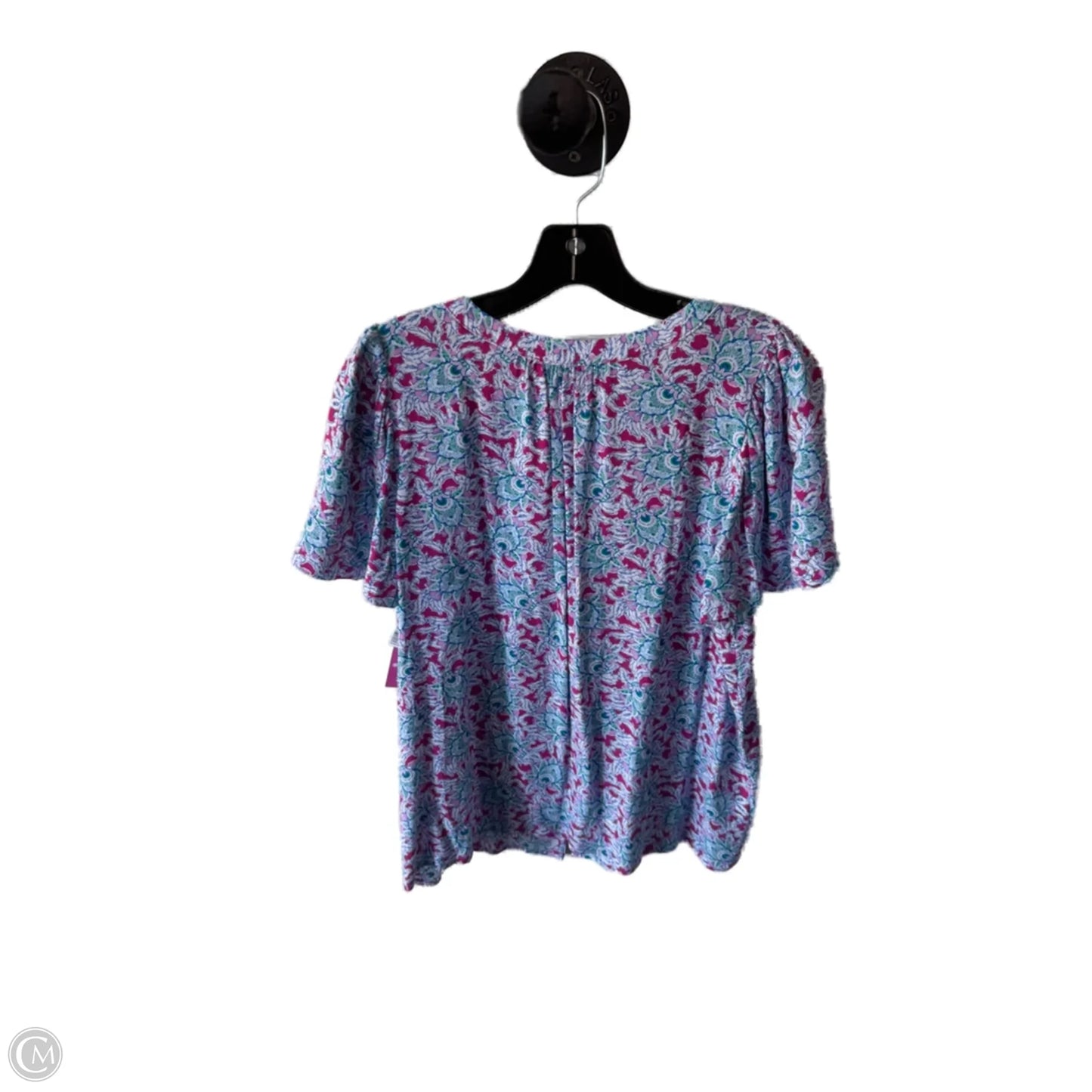 Top Short Sleeve By Loft In Pink & White, Size: M