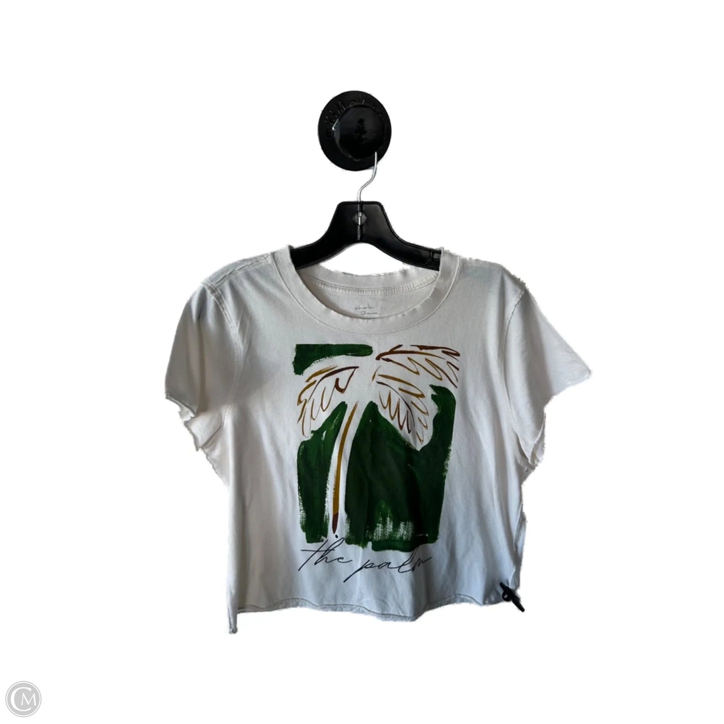 Top Short Sleeve By Anthropologie In Cream & Green, Size: S
