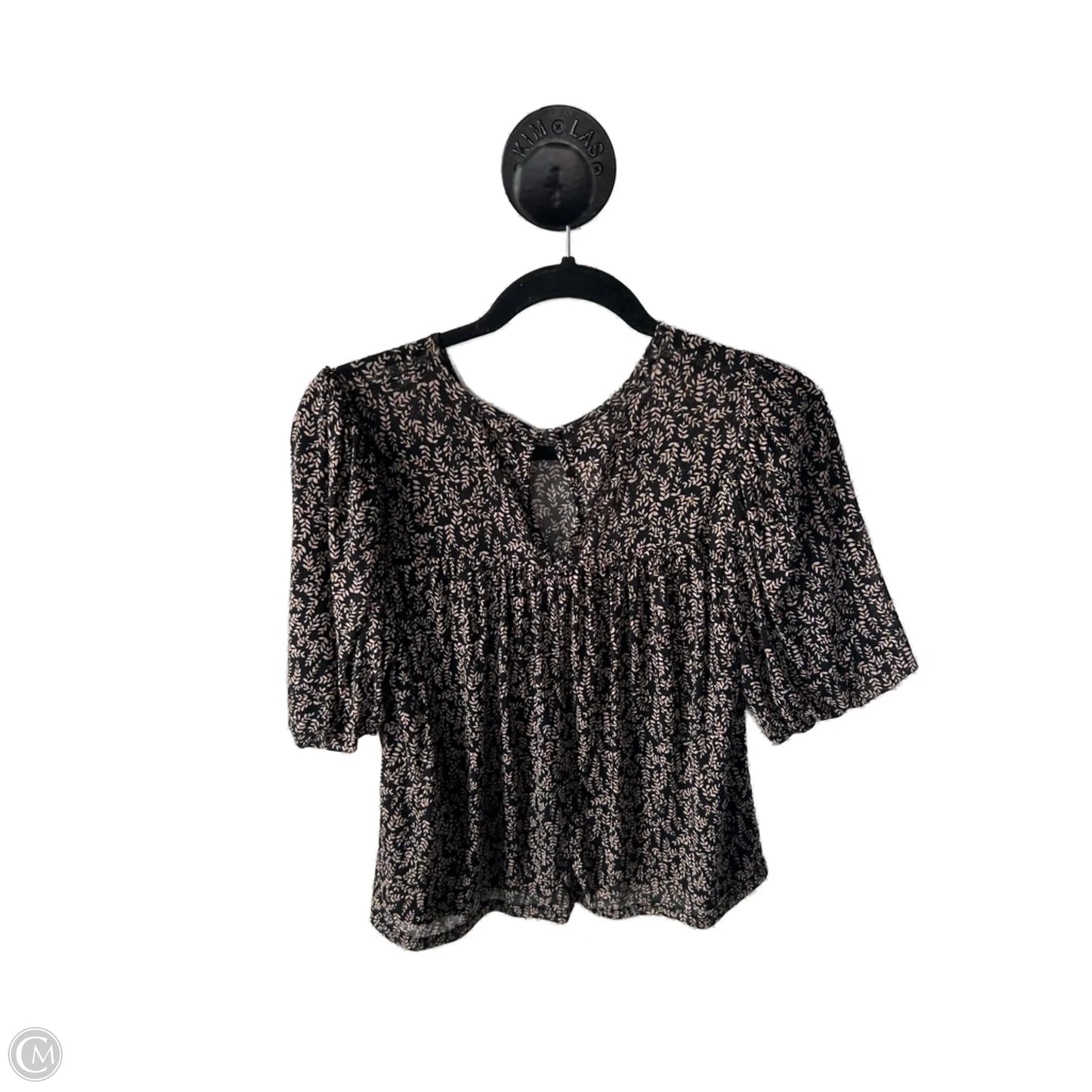 Top Short Sleeve By Evereve In Black & Tan, Size: S