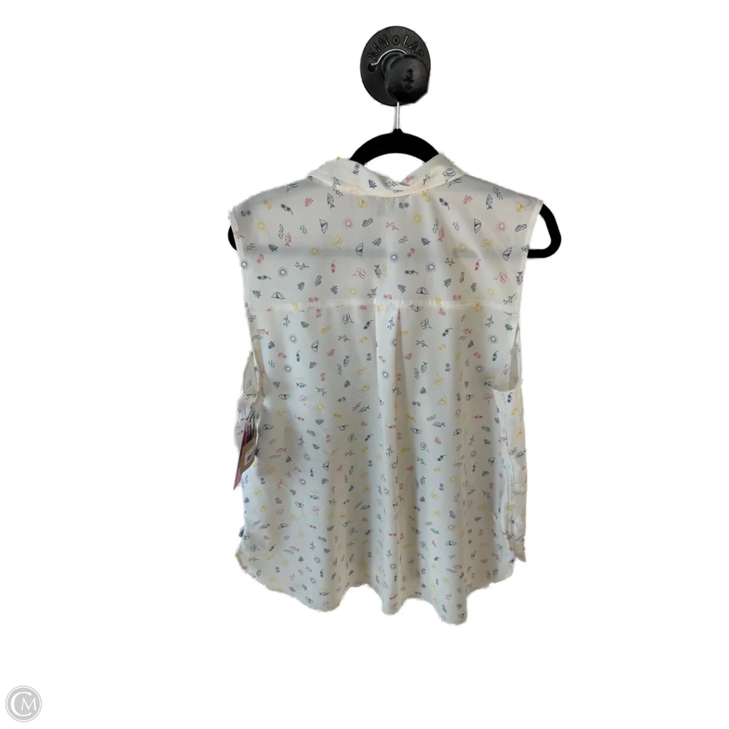 Top Sleeveless By Eddie Bauer In Cream & Pink, Size: Xl