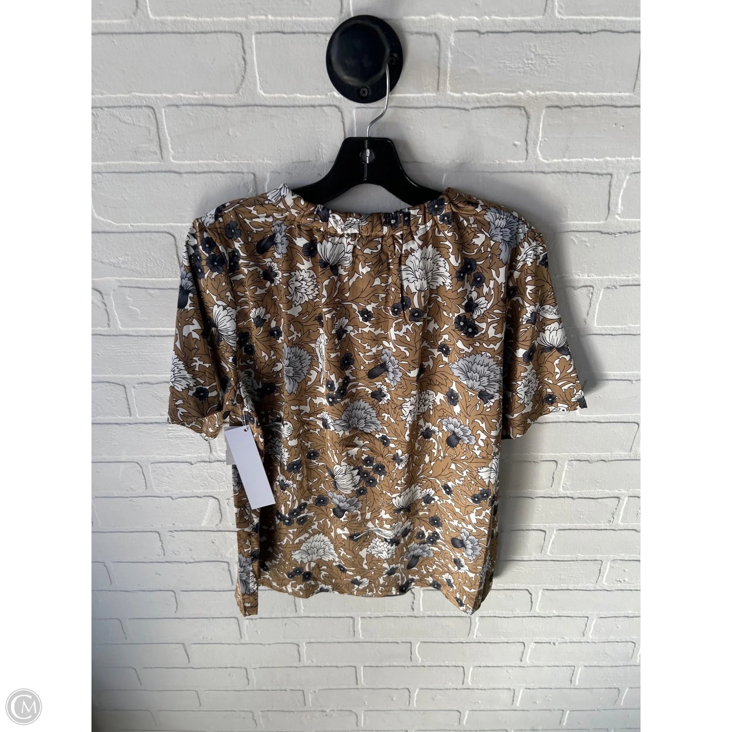 Top Short Sleeve By Melloday In Brown & White, Size: L