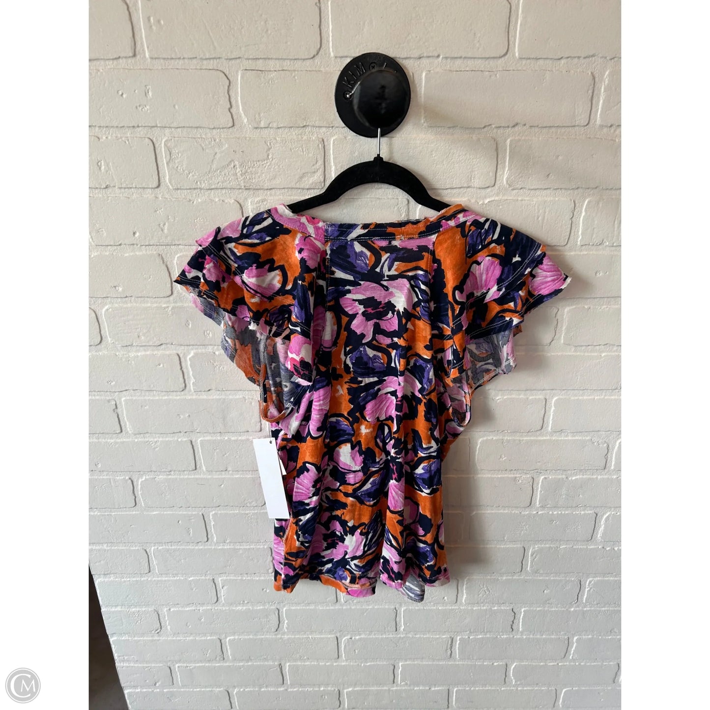 Top Short Sleeve By Maeve In Orange & Pink, Size: S