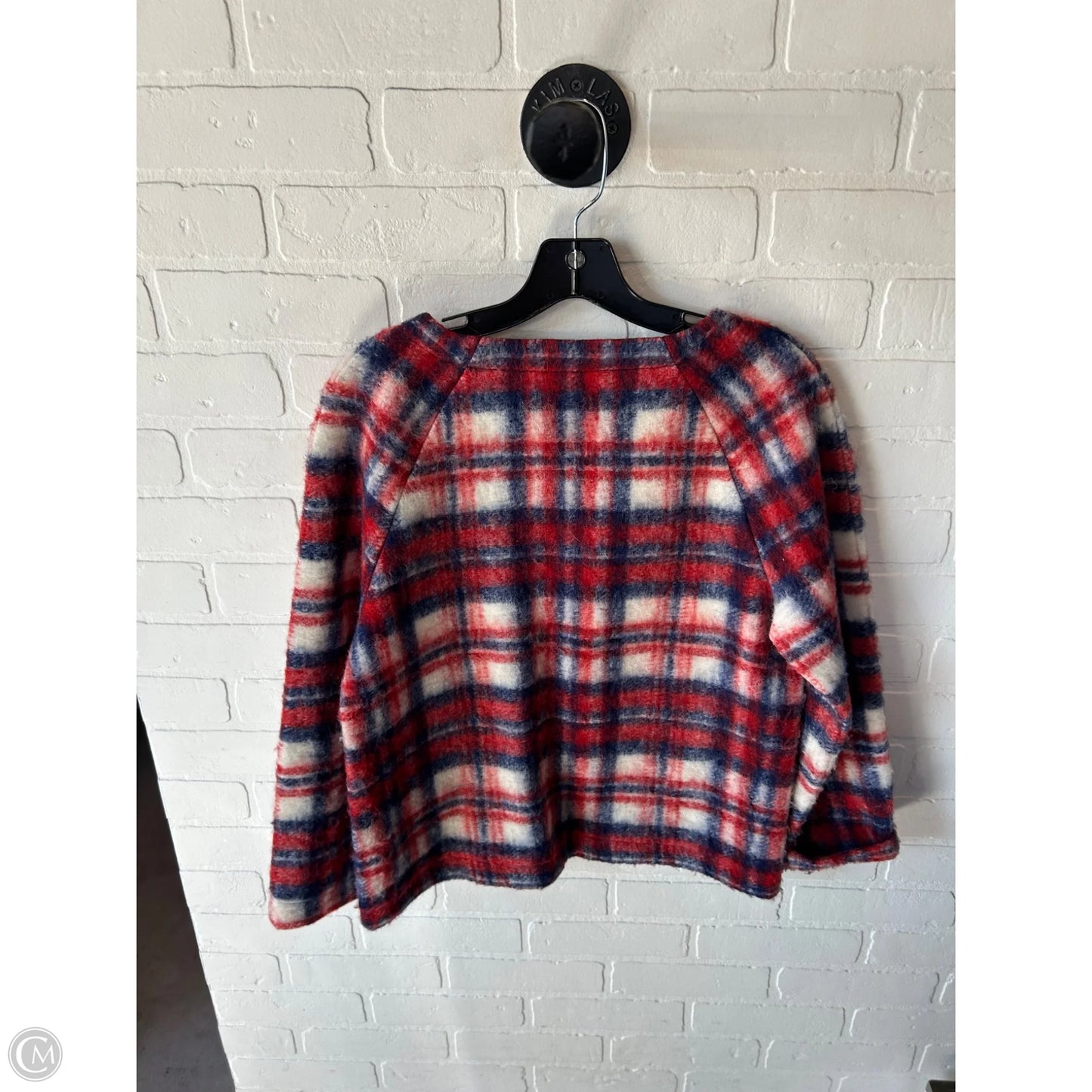 Top Long Sleeve By Madewell In Blue & Red & White, Size: S