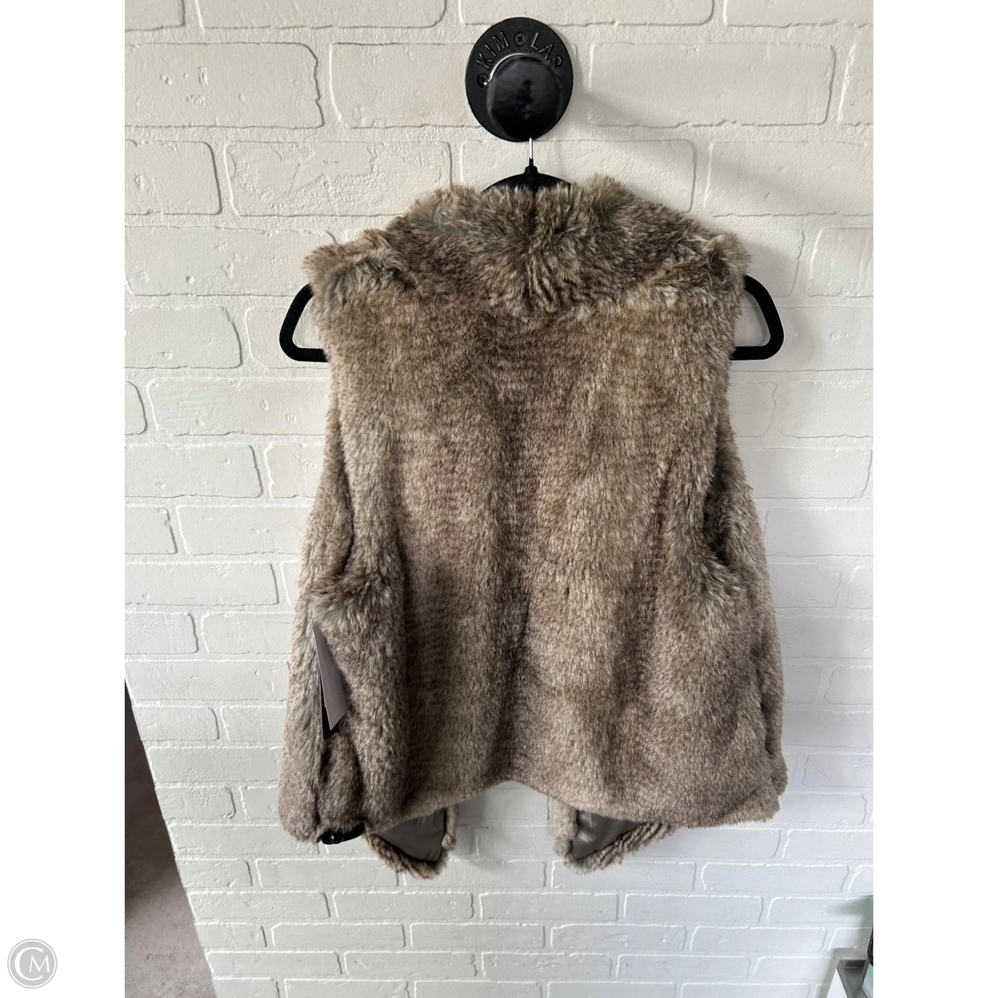 Vest Faux Fur & Sherpa By Tart In Brown & Grey, Size: L