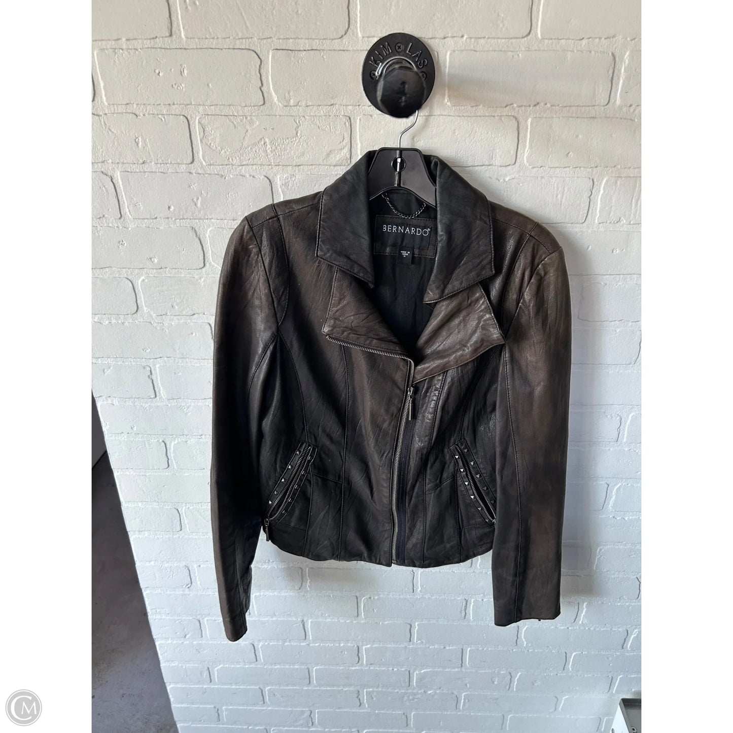 Jacket Moto Leather By Bernardo In Brown, Size: M