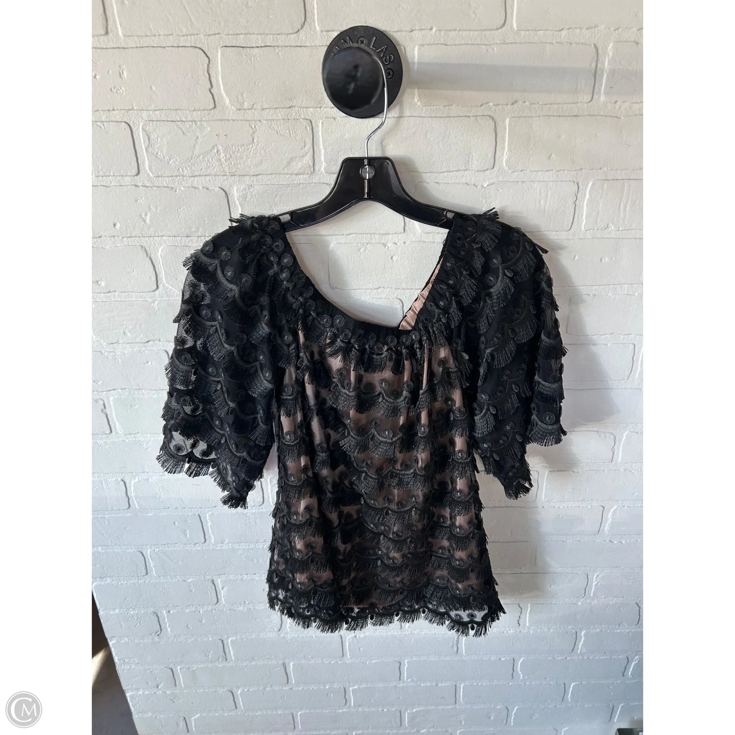 Top Short Sleeve By Trina By Trina Turk In Black & Tan, Size: S