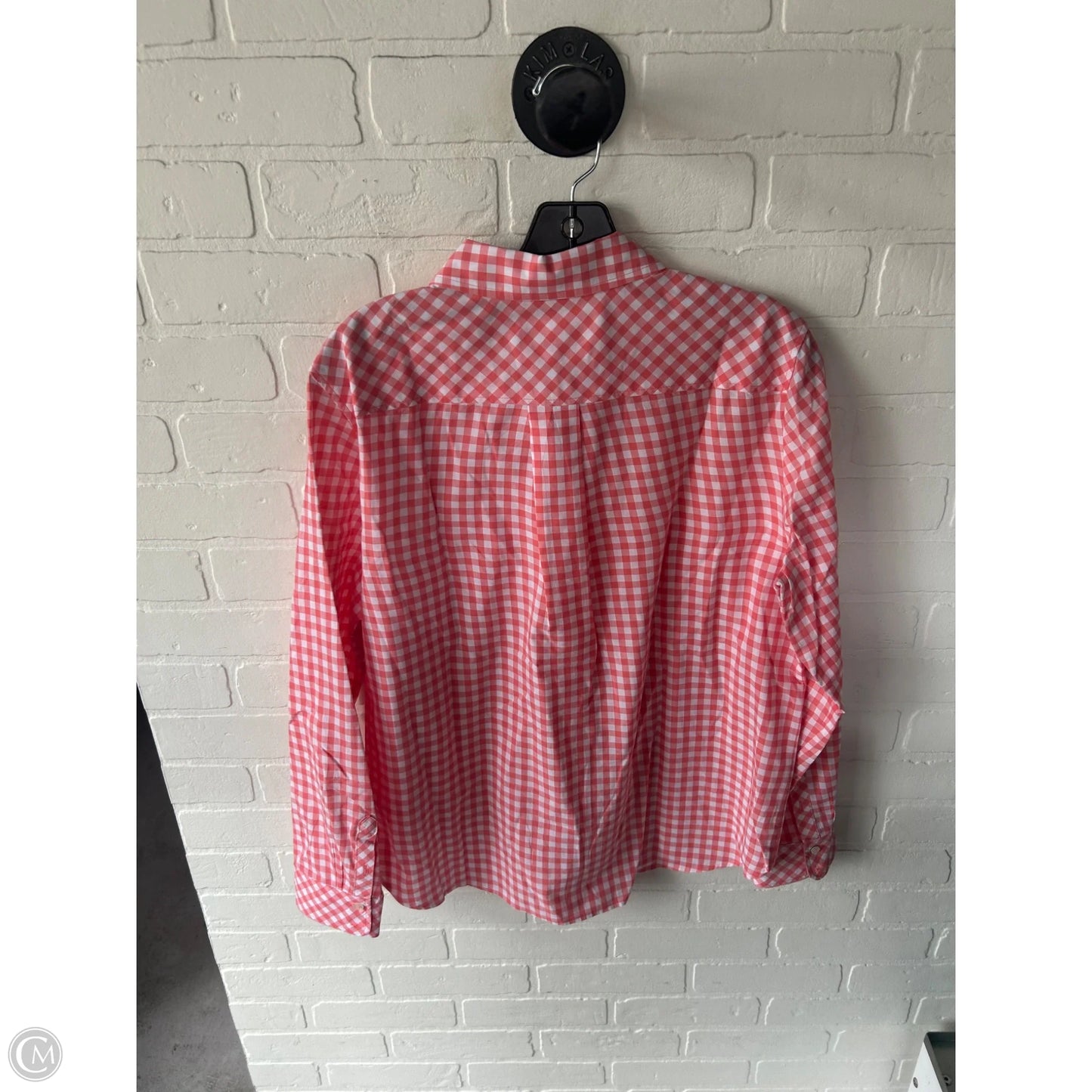 Top Long Sleeve By Talbots In Orange & White, Size: L