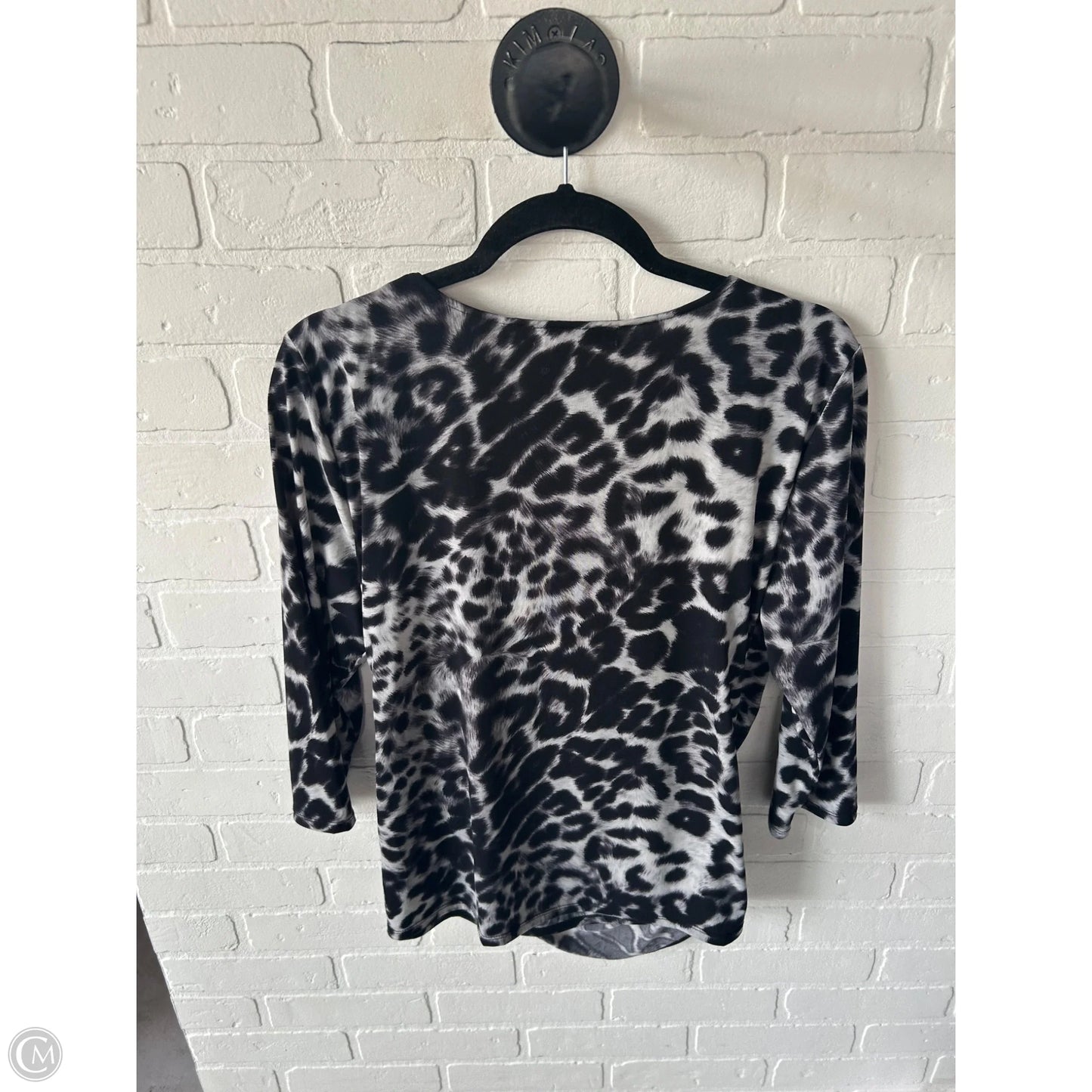 Top Long Sleeve By Ellen Tracy In Black & Grey, Size: L