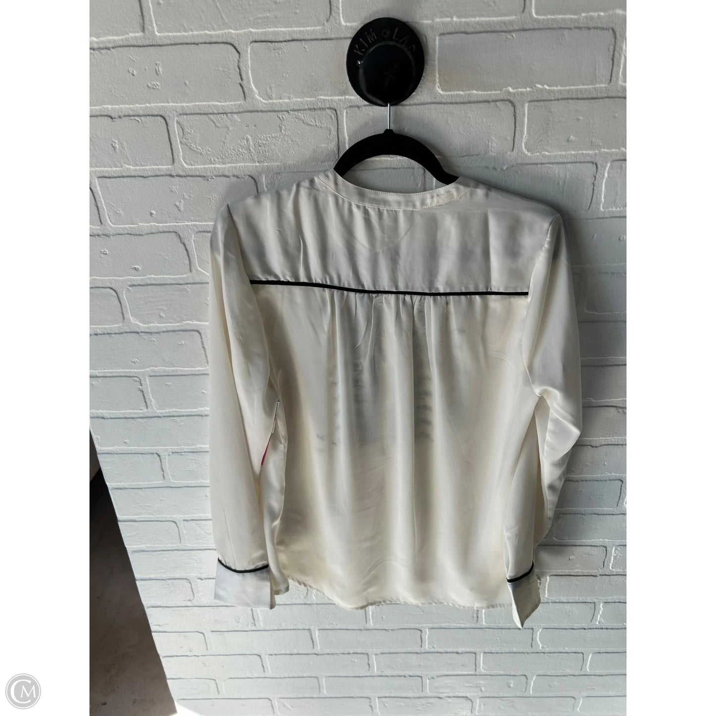 Blouse Long Sleeve By Lucky Brand In Black & Cream, Size: M