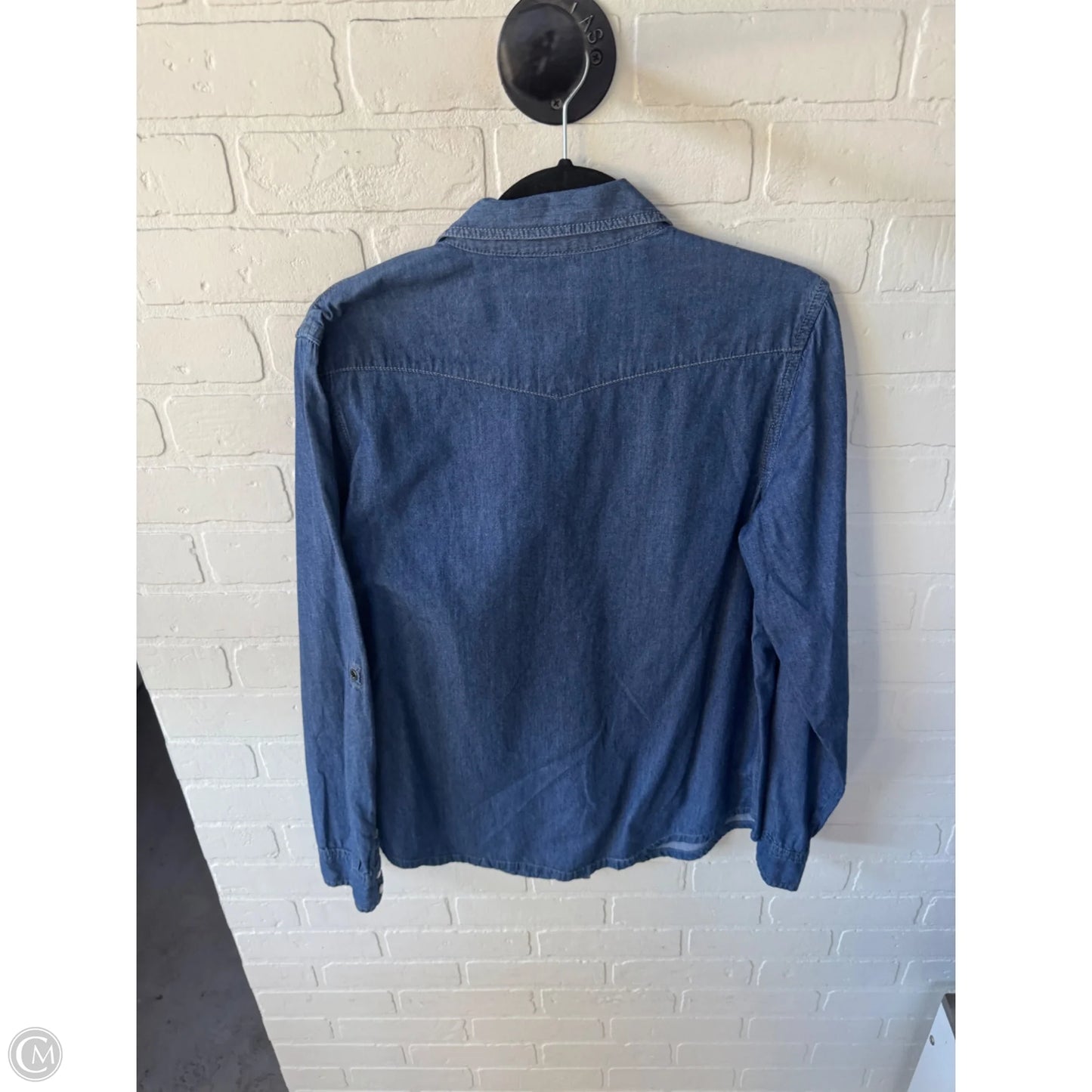 Top Long Sleeve By Eci In Blue Denim, Size: M