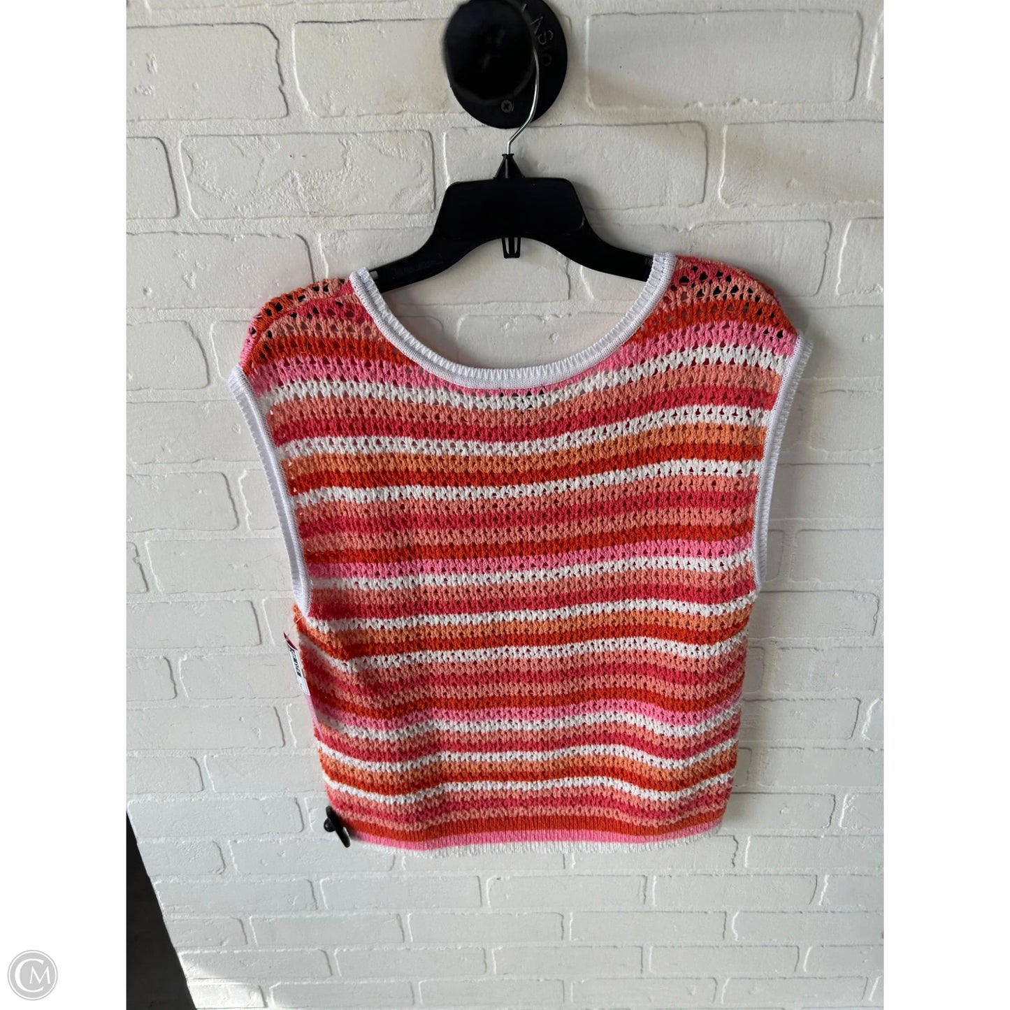 Vest Sweater By Talbots In Pink & White, Size: M