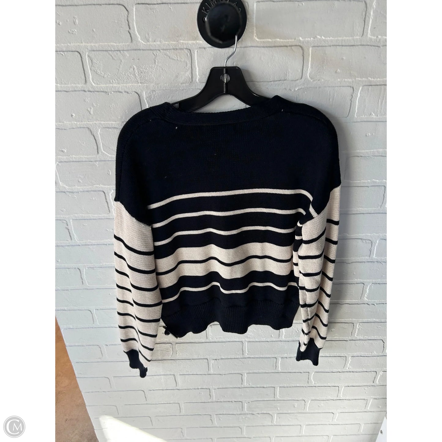 Sweater Cardigan By John + Jenn In Blue & Cream, Size: S