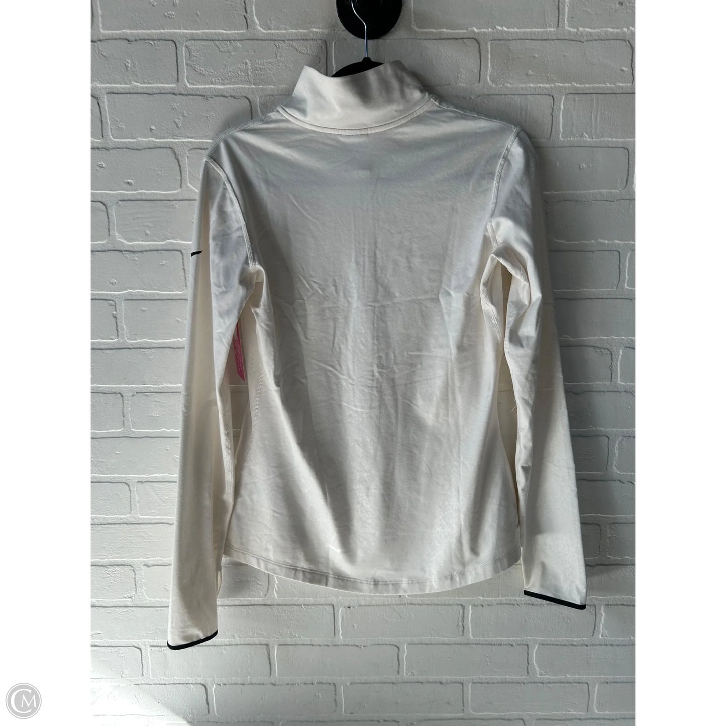 Athletic Top Long Sleeve Collar By Nike In Ivory, Size: L