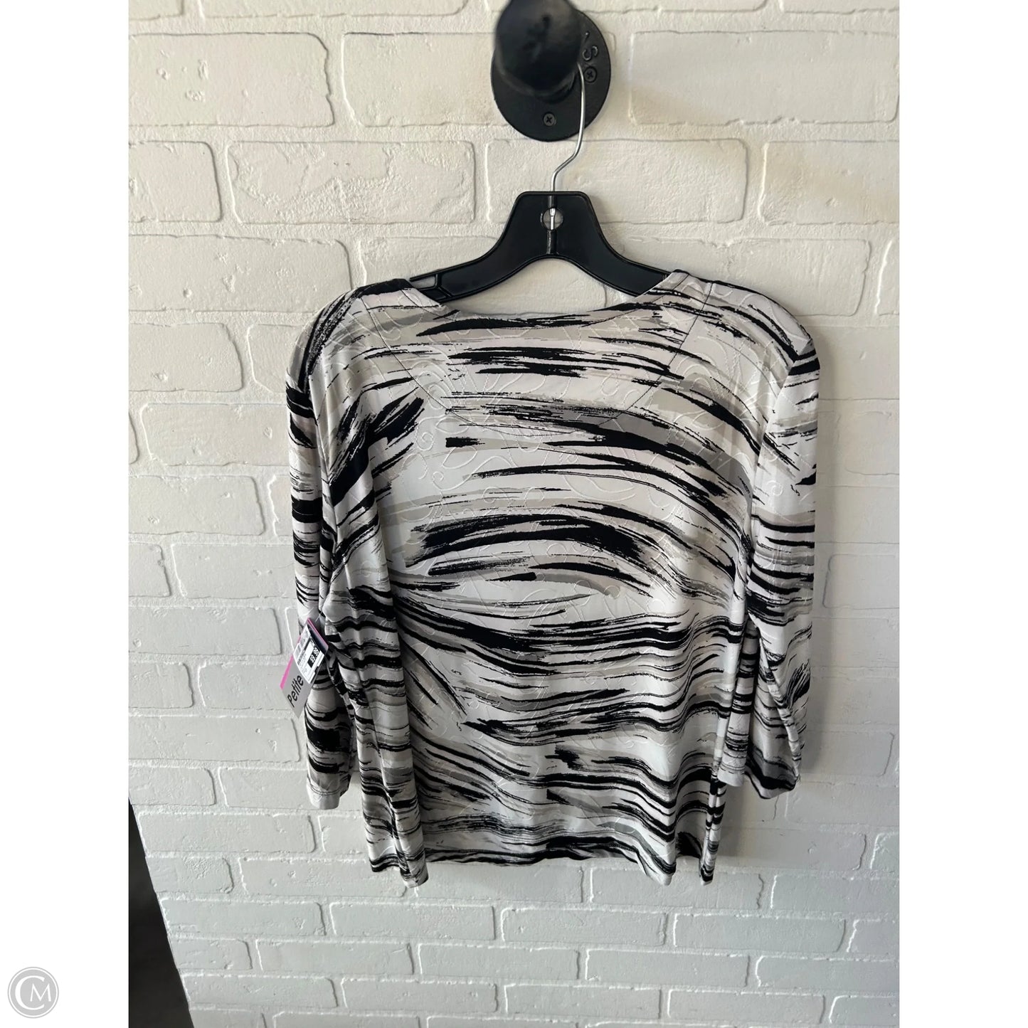 Top 3/4 Sleeve By Jm Collections In Black & White, Size: Lp