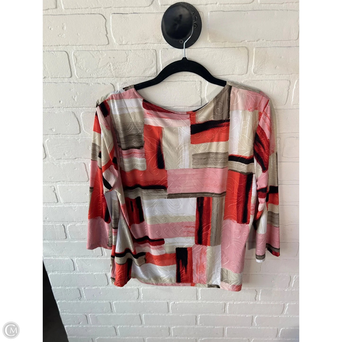 Top 3/4 Sleeve By Jm Collections In Orange & Tan, Size: Lp