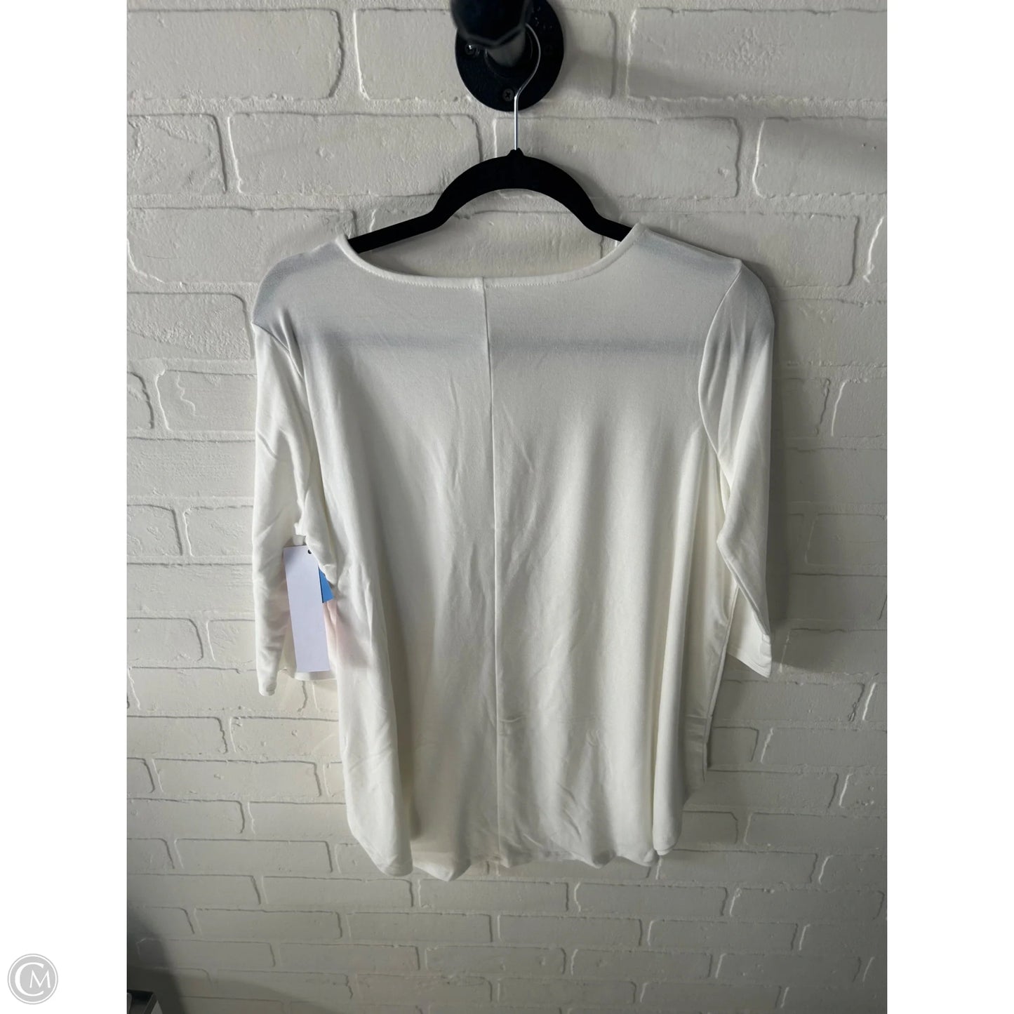 Top 3/4 Sleeve Basic By Zenana In White, Size: L