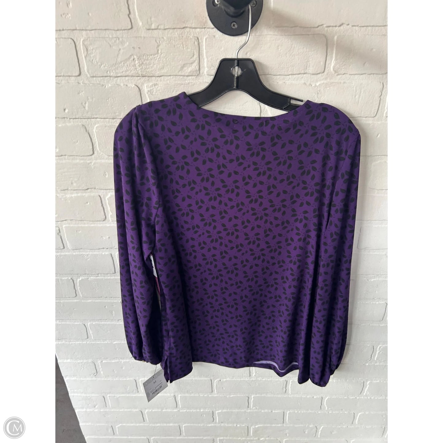 Top Long Sleeve By Liz Claiborne In Black & Purple, Size: M