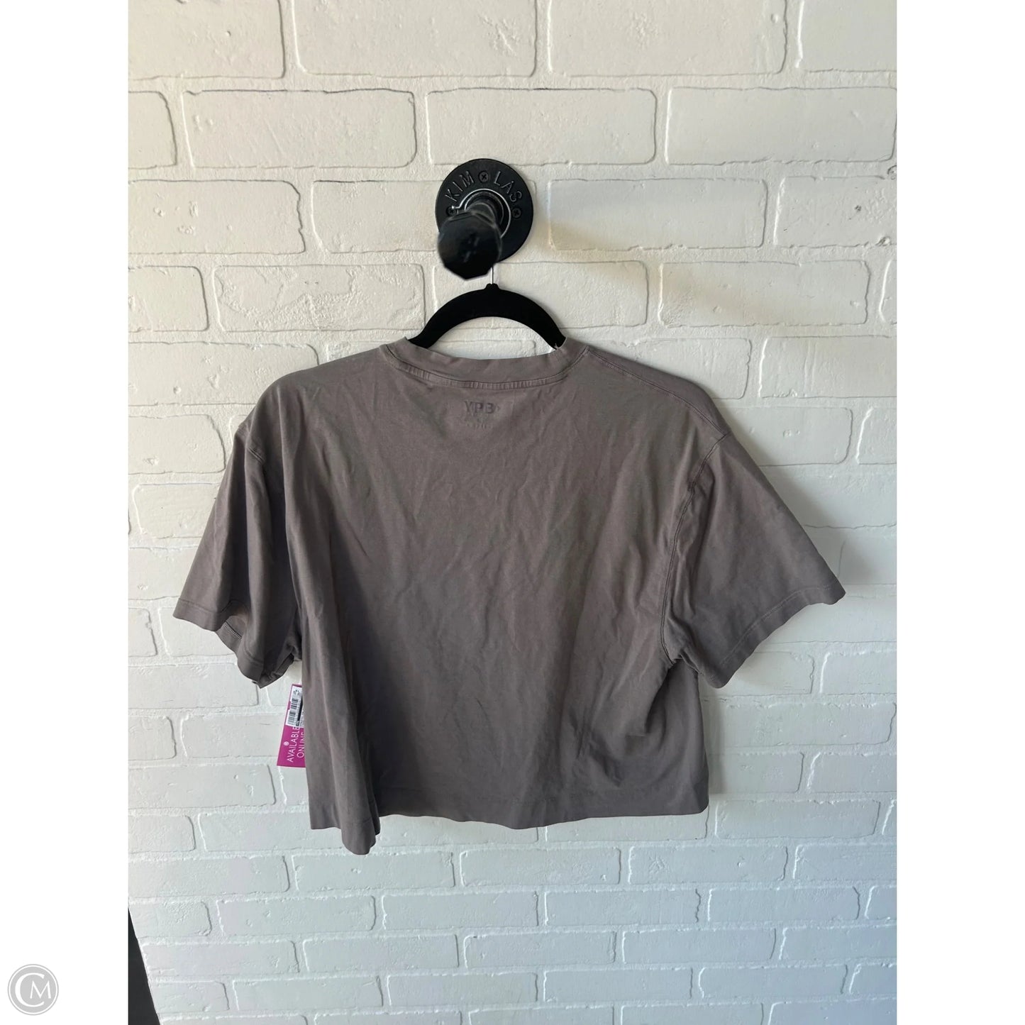 Athletic Top Short Sleeve By Ypb In Taupe, Size: M