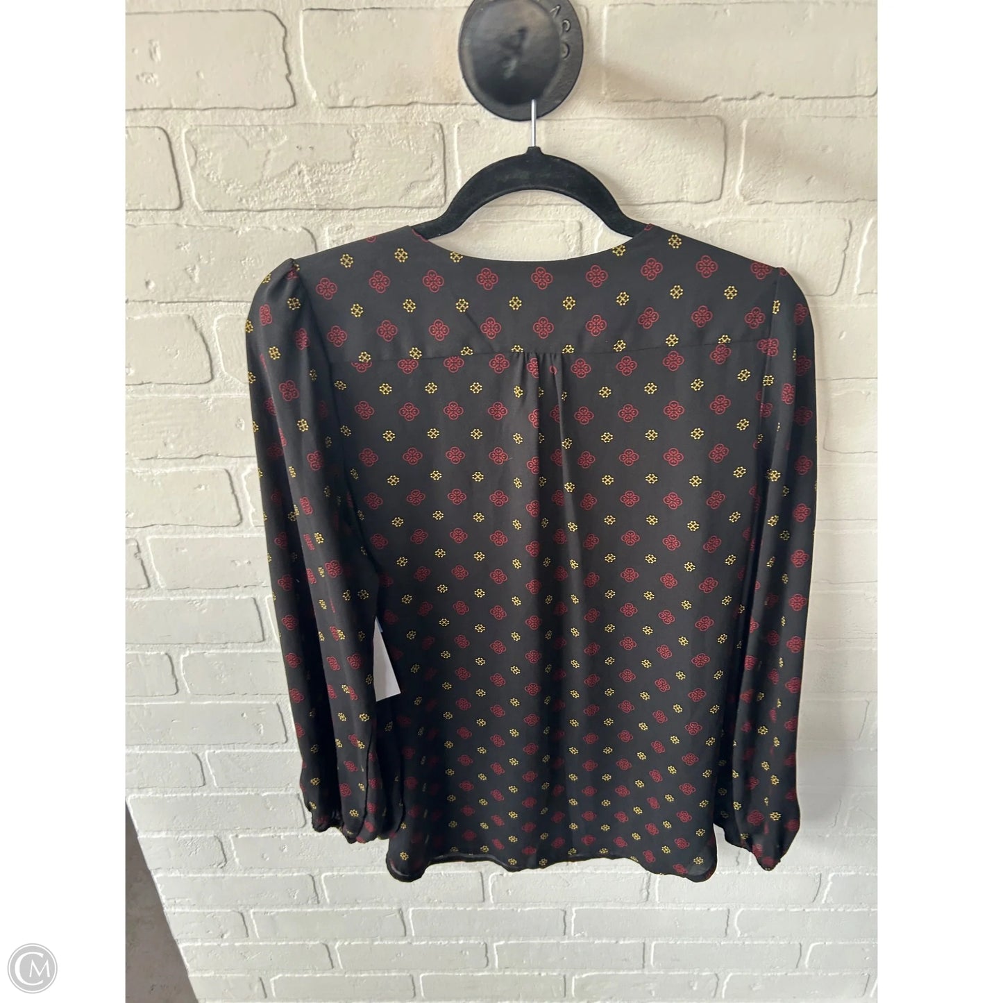 Blouse Long Sleeve By Premise Studio In Black & Red, Size: M