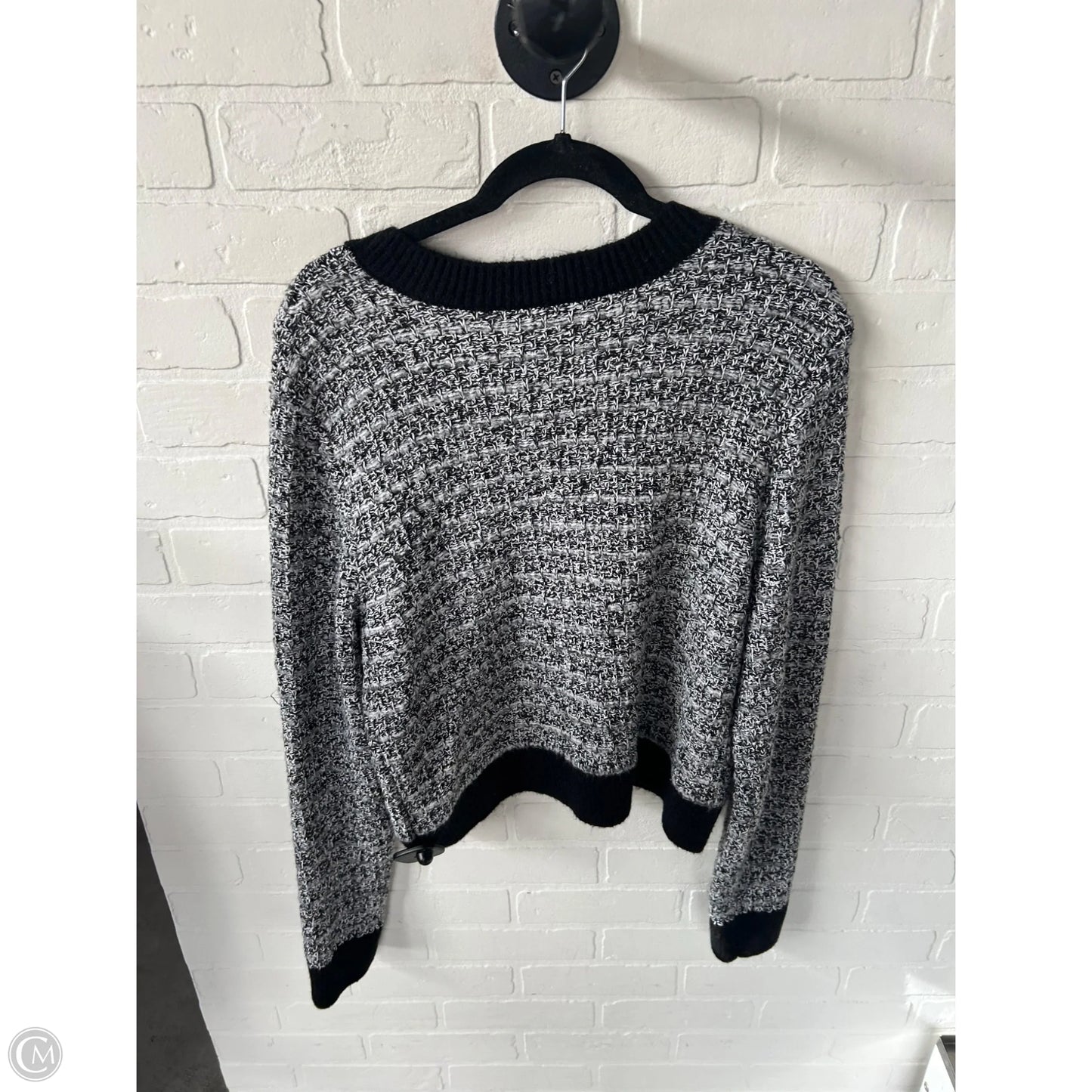 Sweater Cardigan By Laundry In Black & White, Size: Xl