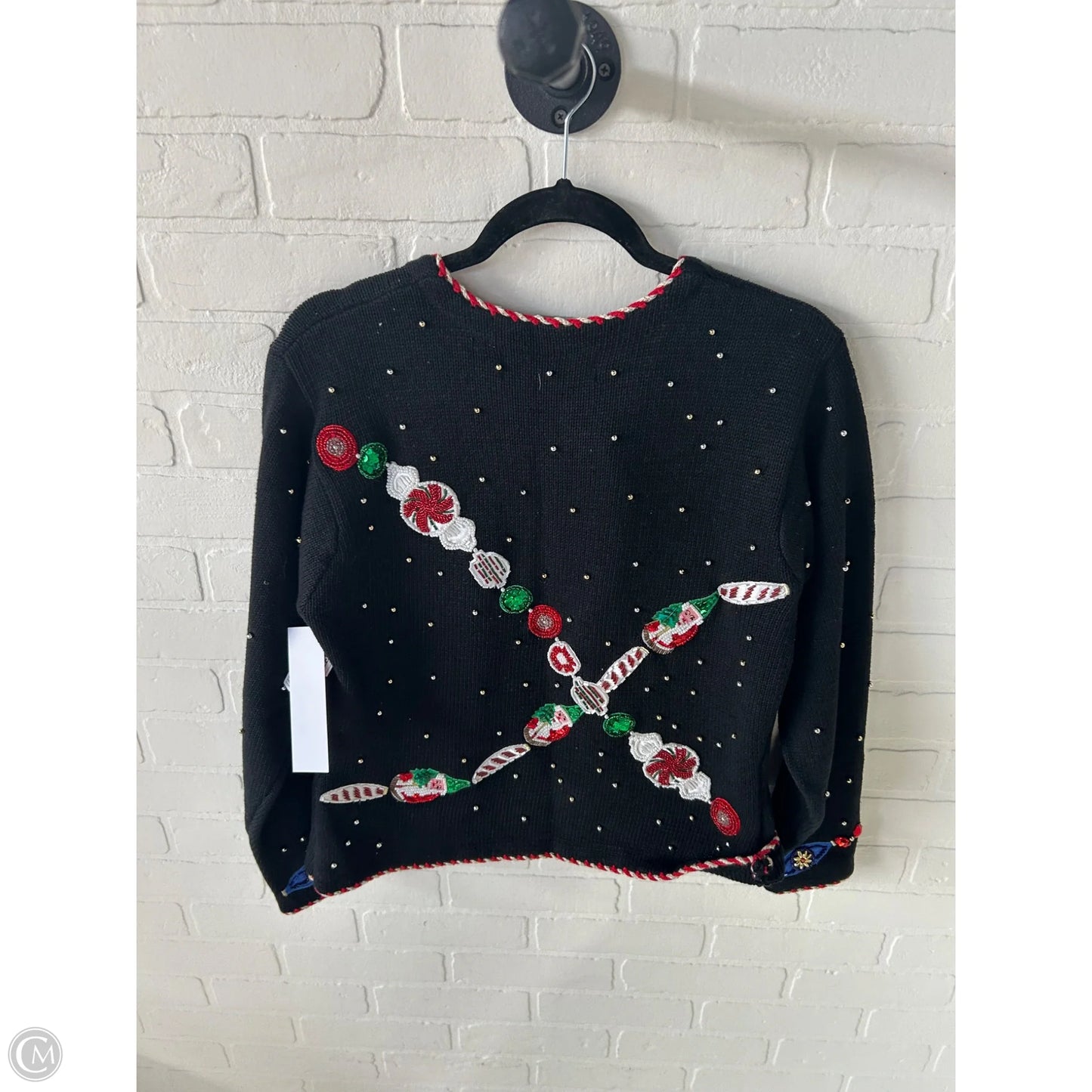 Sweater Cardigan By Clothes Mentor In Black & Red, Size: M