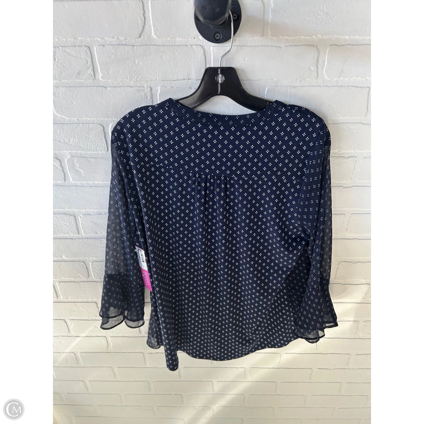 Blouse 3/4 Sleeve By Charter Club In Blue & White, Size: M