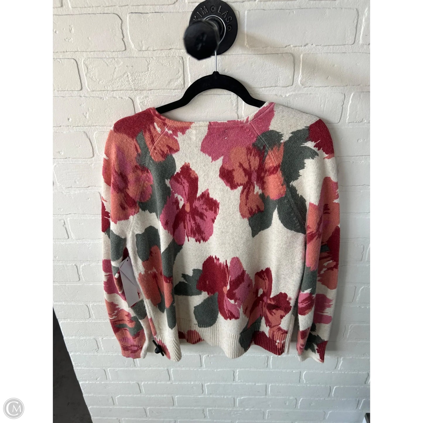 Sweater By Loft In Cream & Red, Size: Lp
