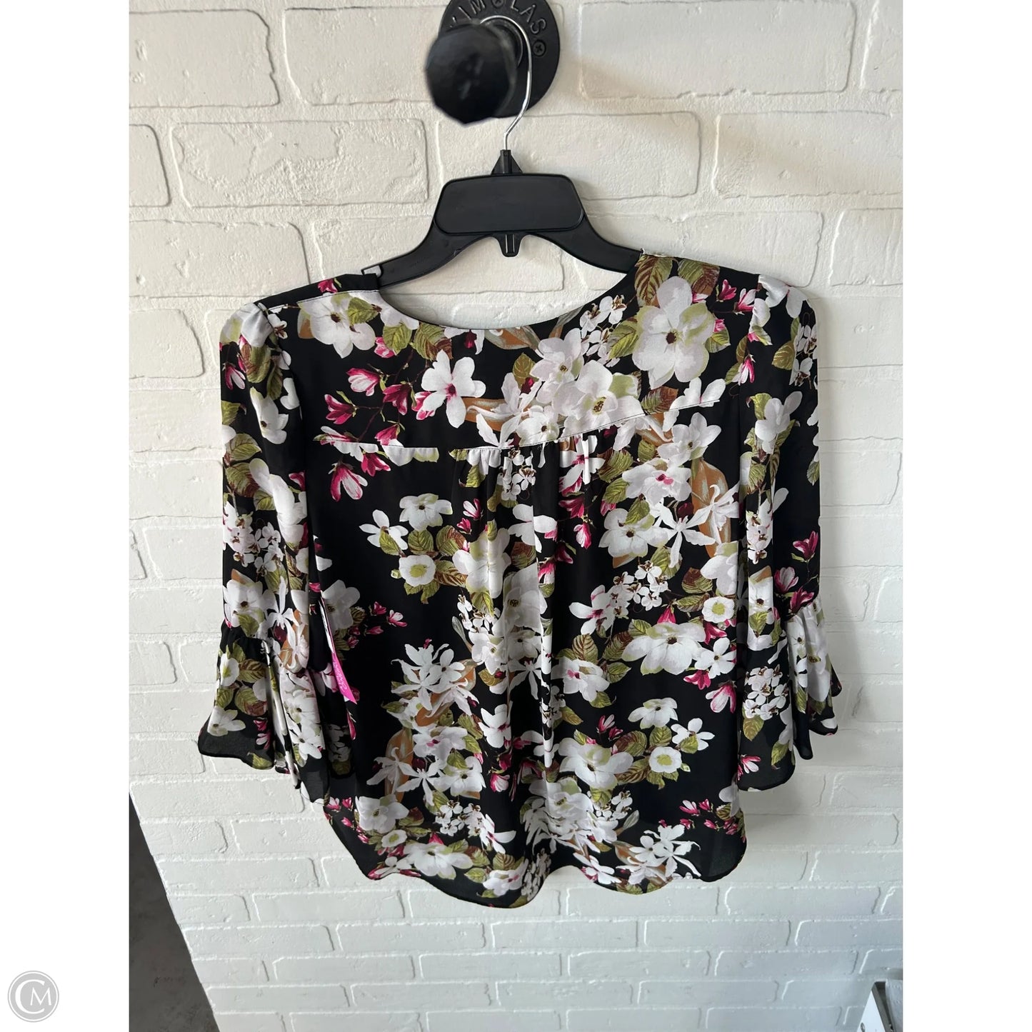 Blouse 3/4 Sleeve By Inc In Black & Green, Size: L